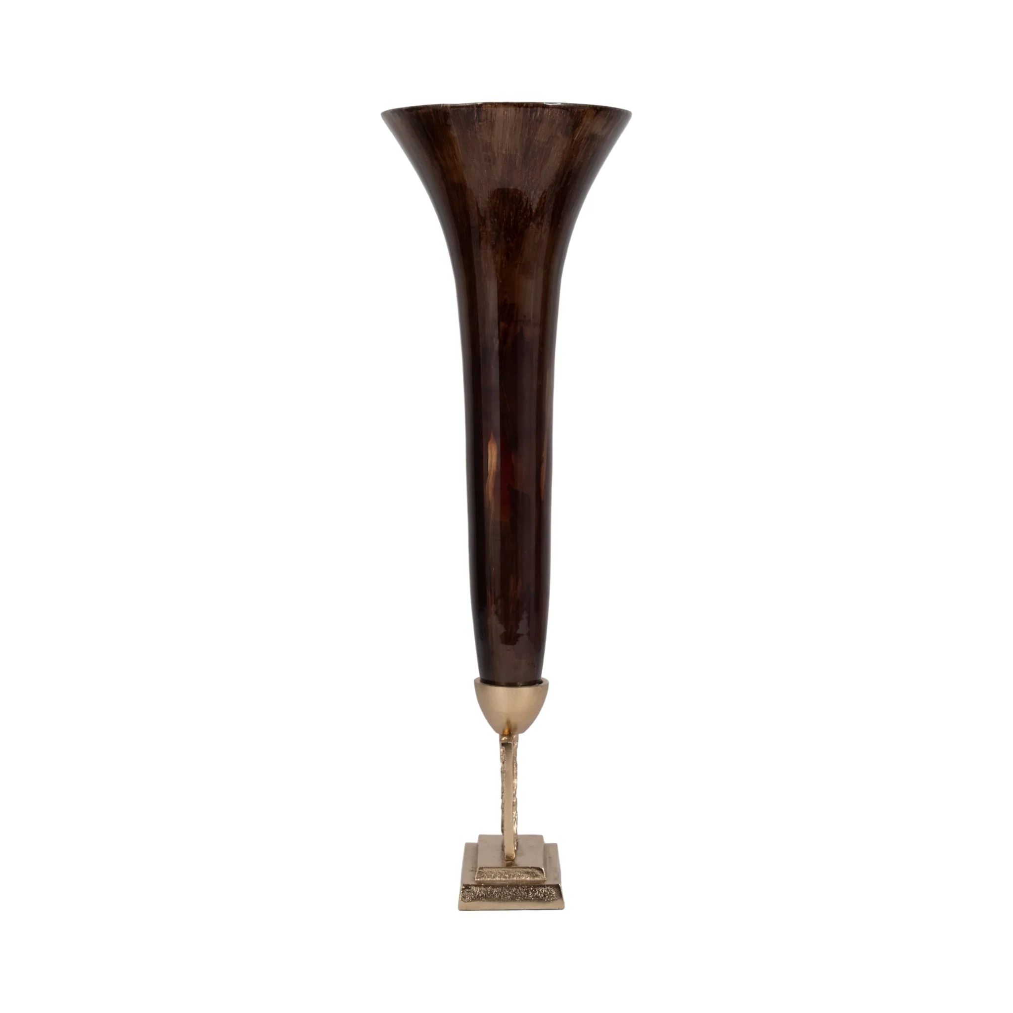 Glass, 26" Trumpet Vase, Bronze - Image 3