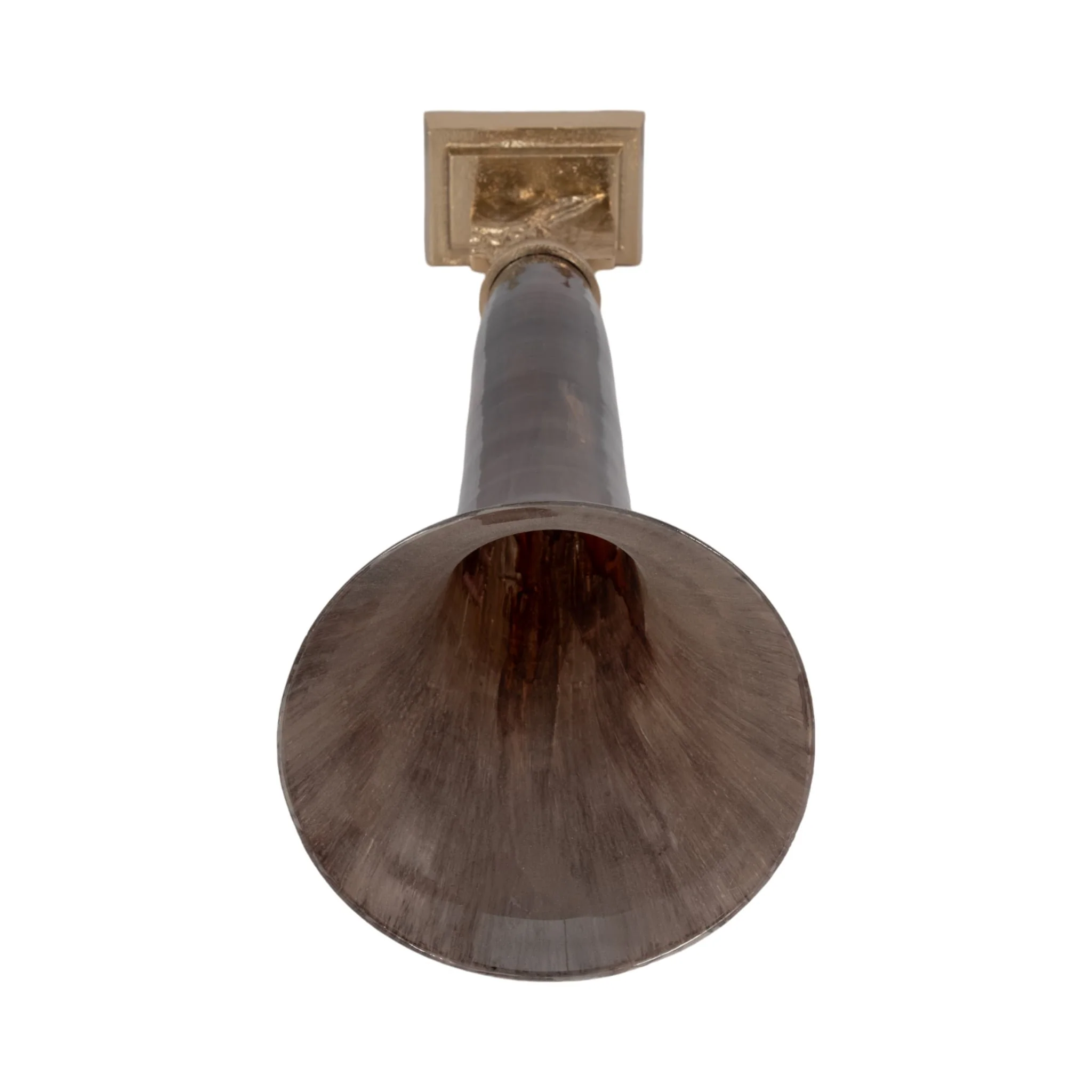 Glass, 26" Trumpet Vase, Bronze - Image 5