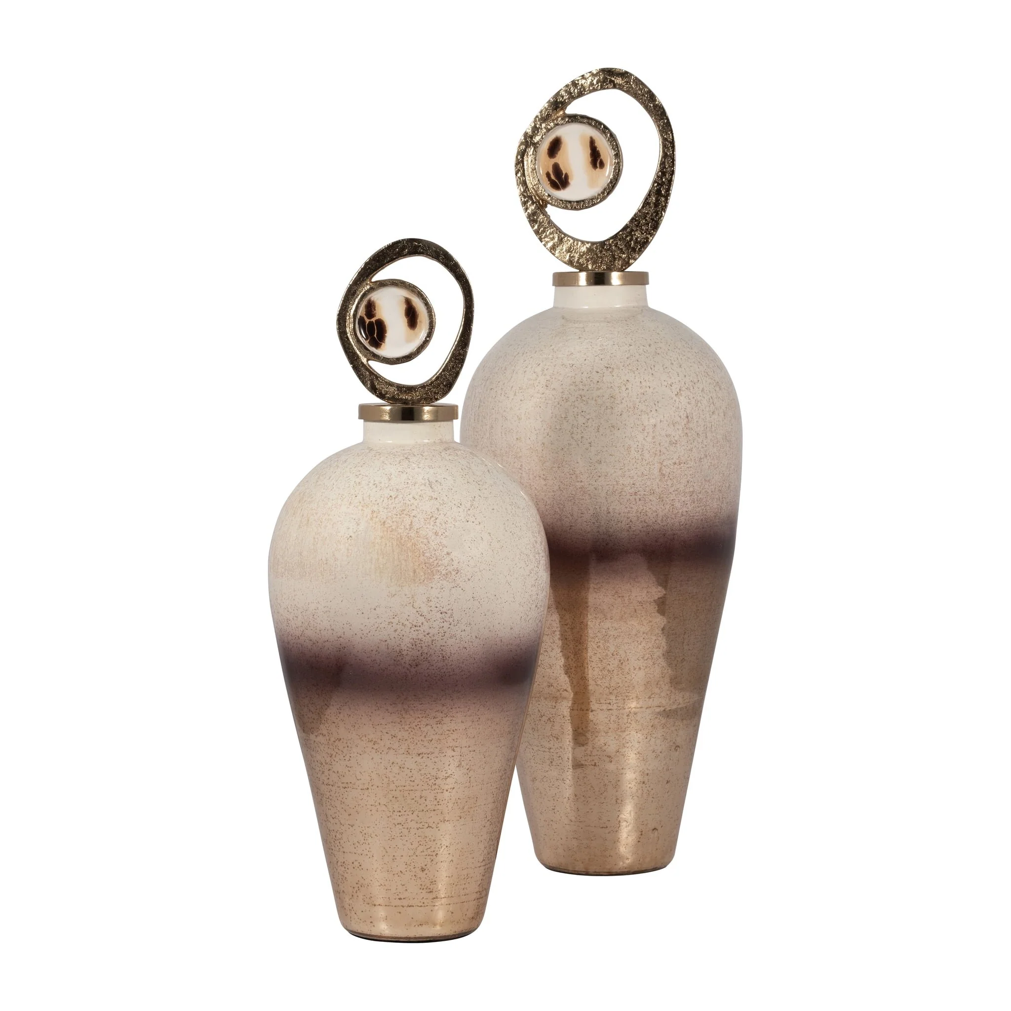 Glass, 27" Vase Metal Swirl Topper, 2-tone Bronze - Image 8