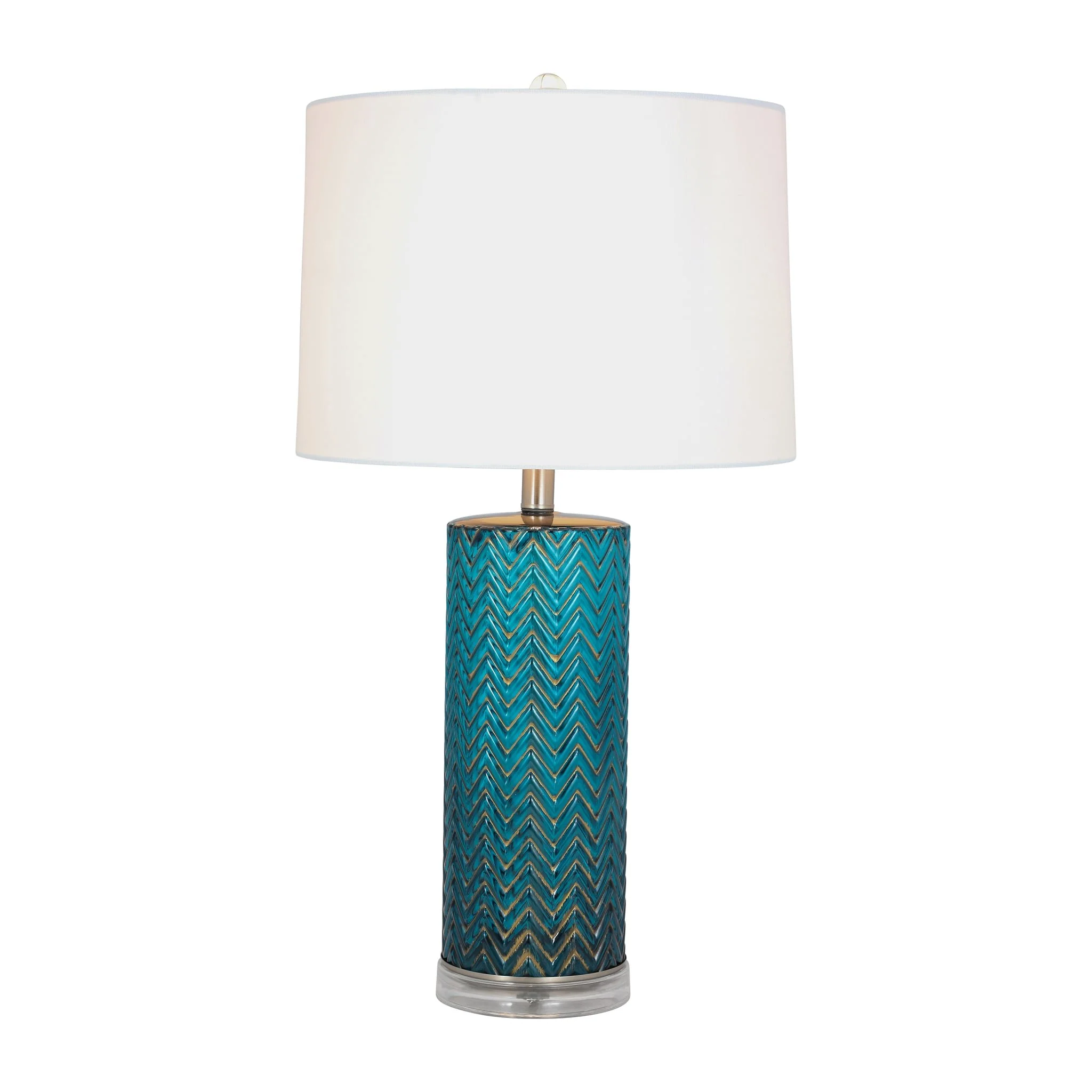 Glass 28"  Chevron Table Lamp, Blue - Image 3