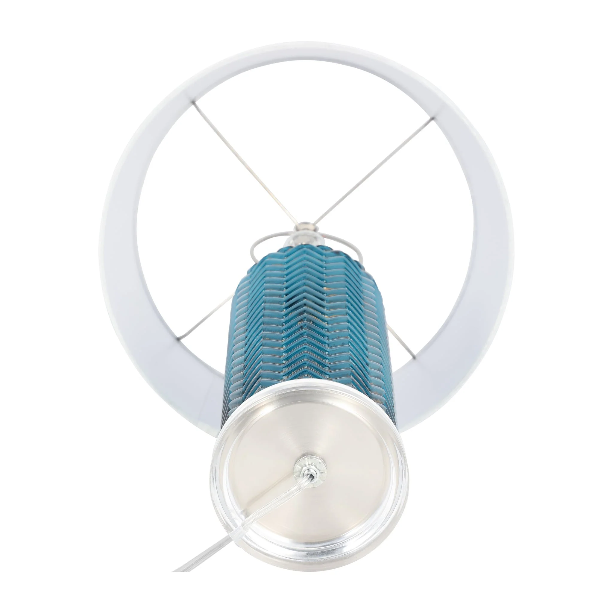 Glass 28"  Chevron Table Lamp, Blue - Image 7