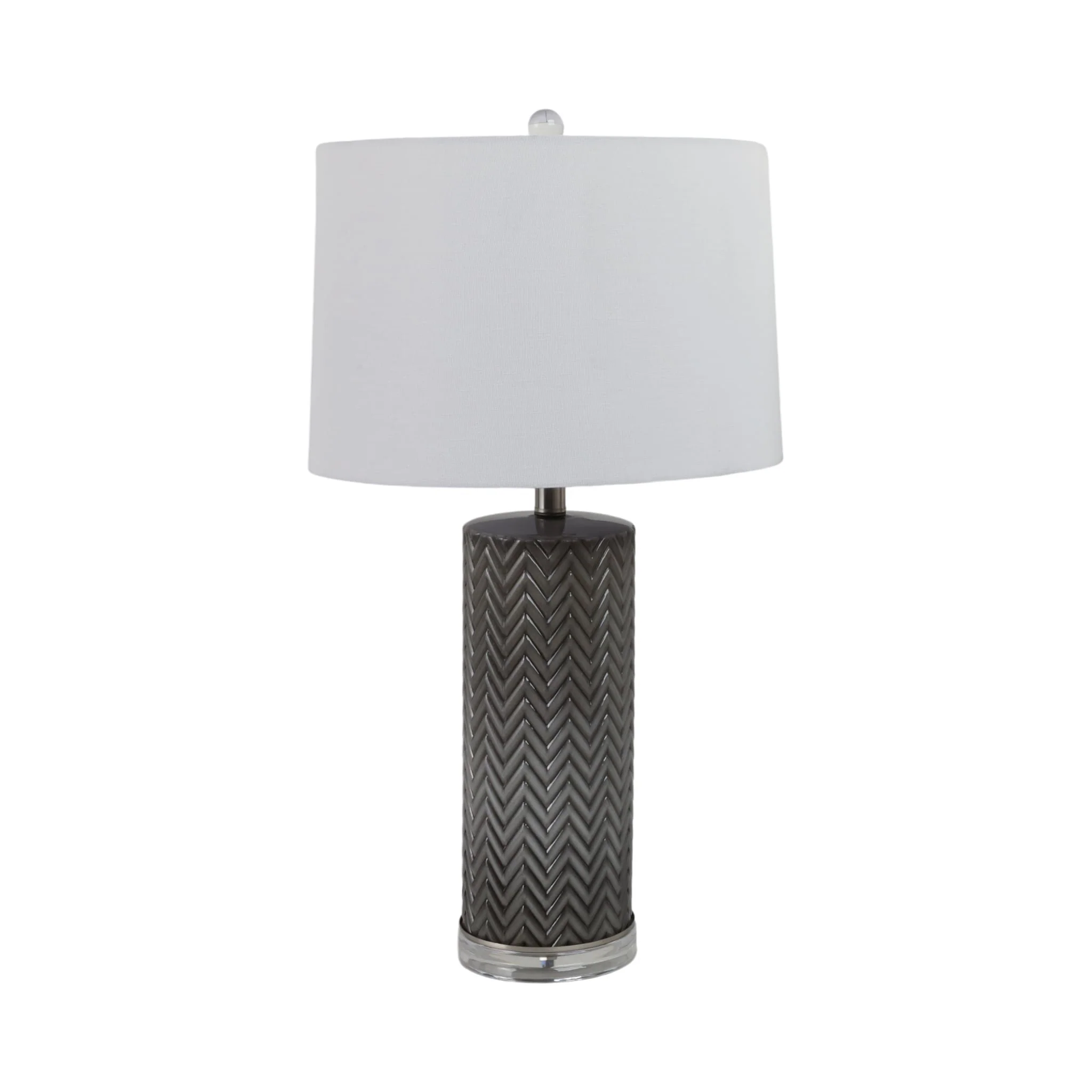 Glass 28"  Chevron Table Lamp, Gray/white - Image 2