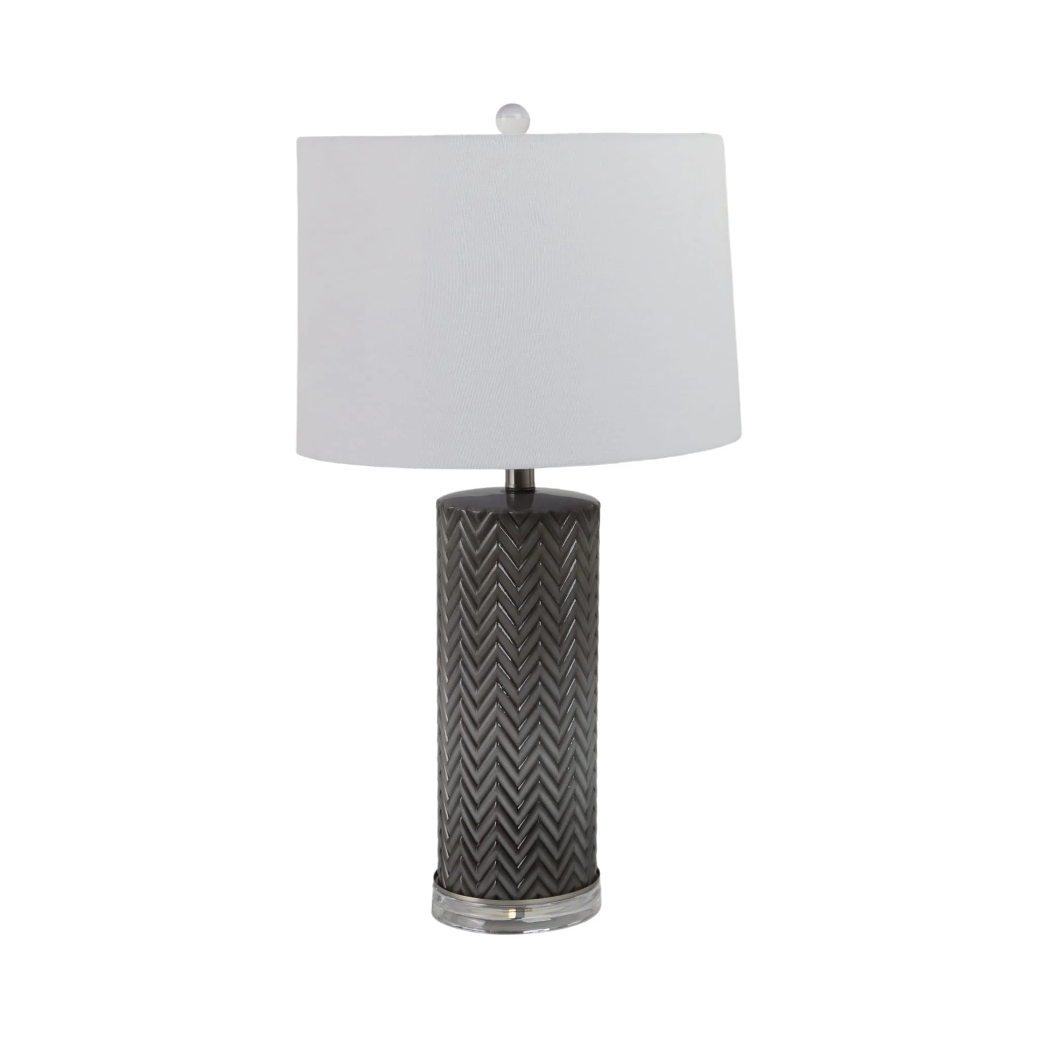 Glass 28"  Chevron Table Lamp, Gray/white - Image 3