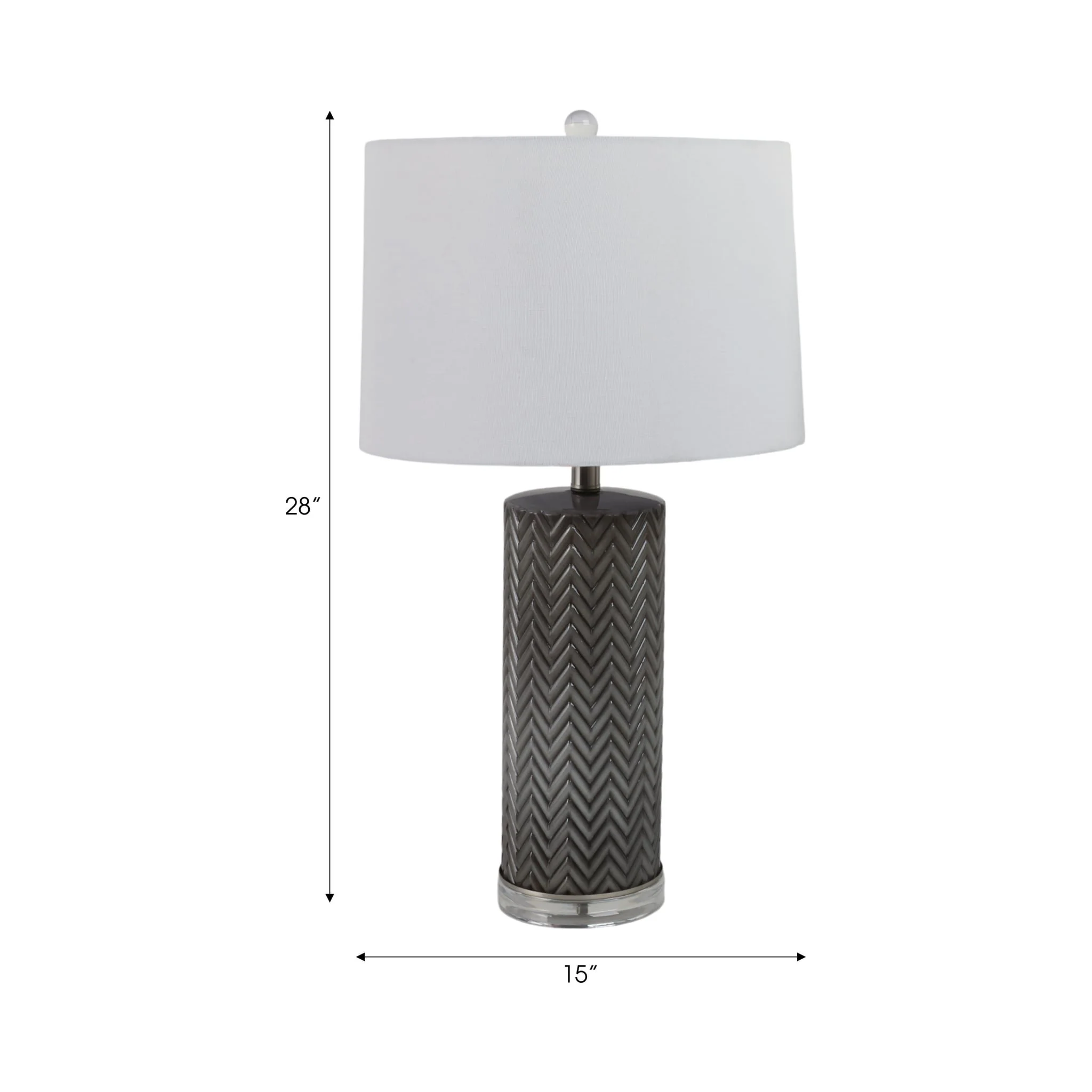 Glass 28"  Chevron Table Lamp, Gray/white - Image 8