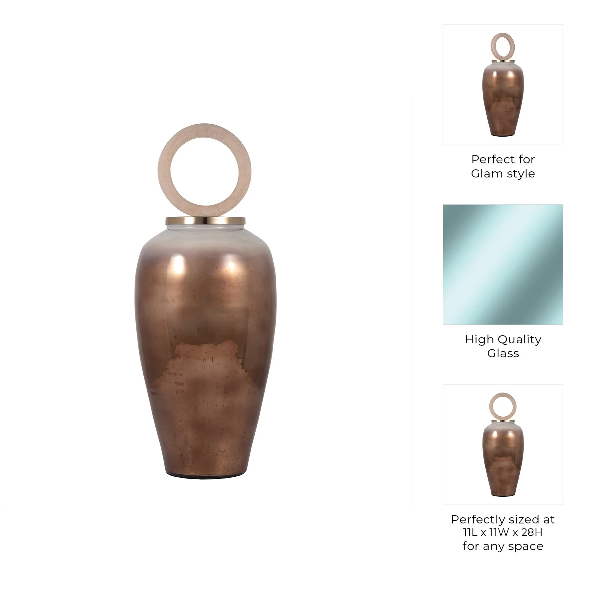 Glass, 28" Vase Round Resin Topper, Copper - Image 9