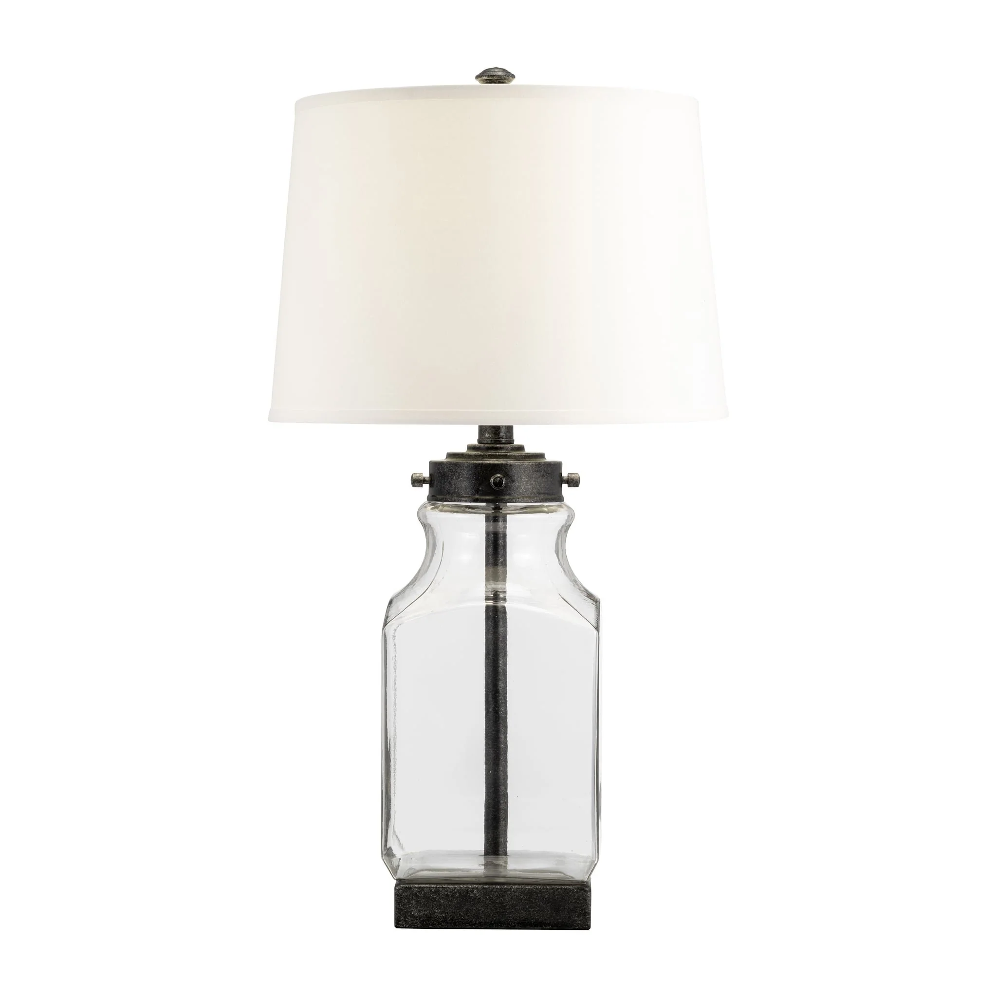 Glass, 30" Bottle Table Lamp, Clear/white - Image 3