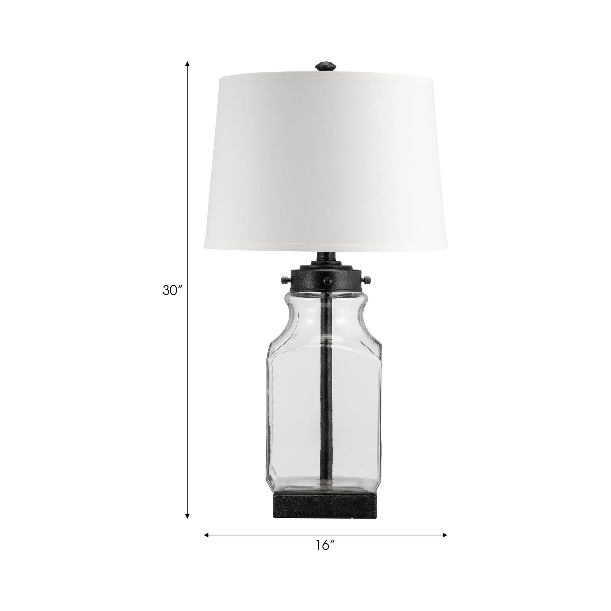 Glass, 30" Bottle Table Lamp, Clear/white - Image 8