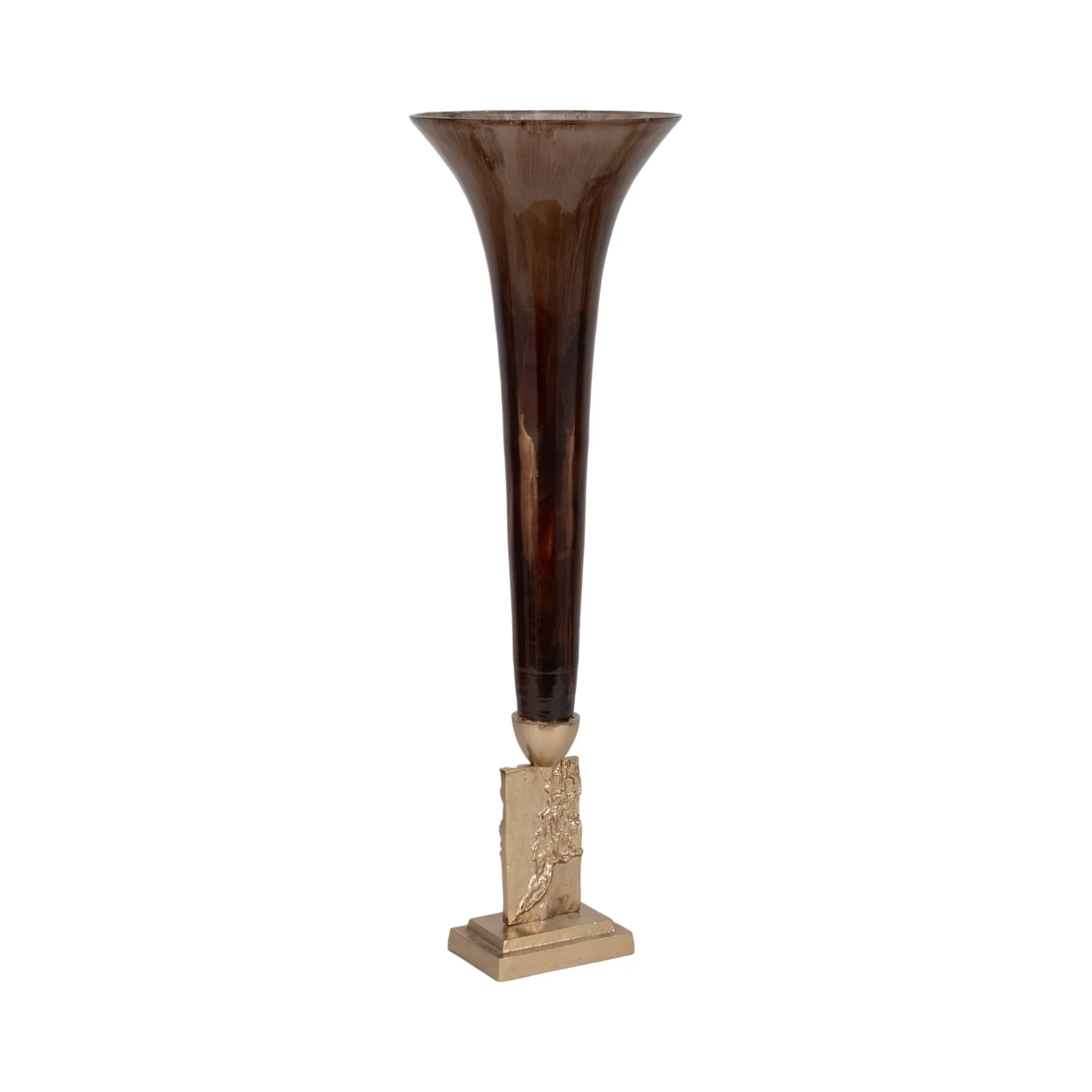 Glass, 31" Trumpet Vase, Bronze - Image 2