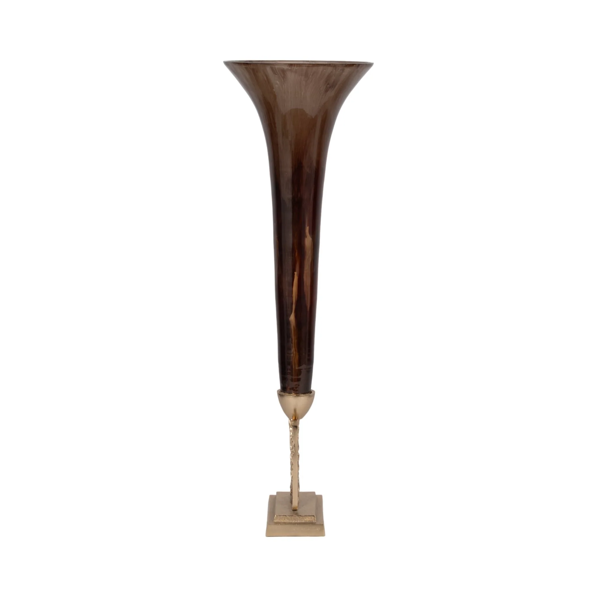 Glass, 31" Trumpet Vase, Bronze - Image 3