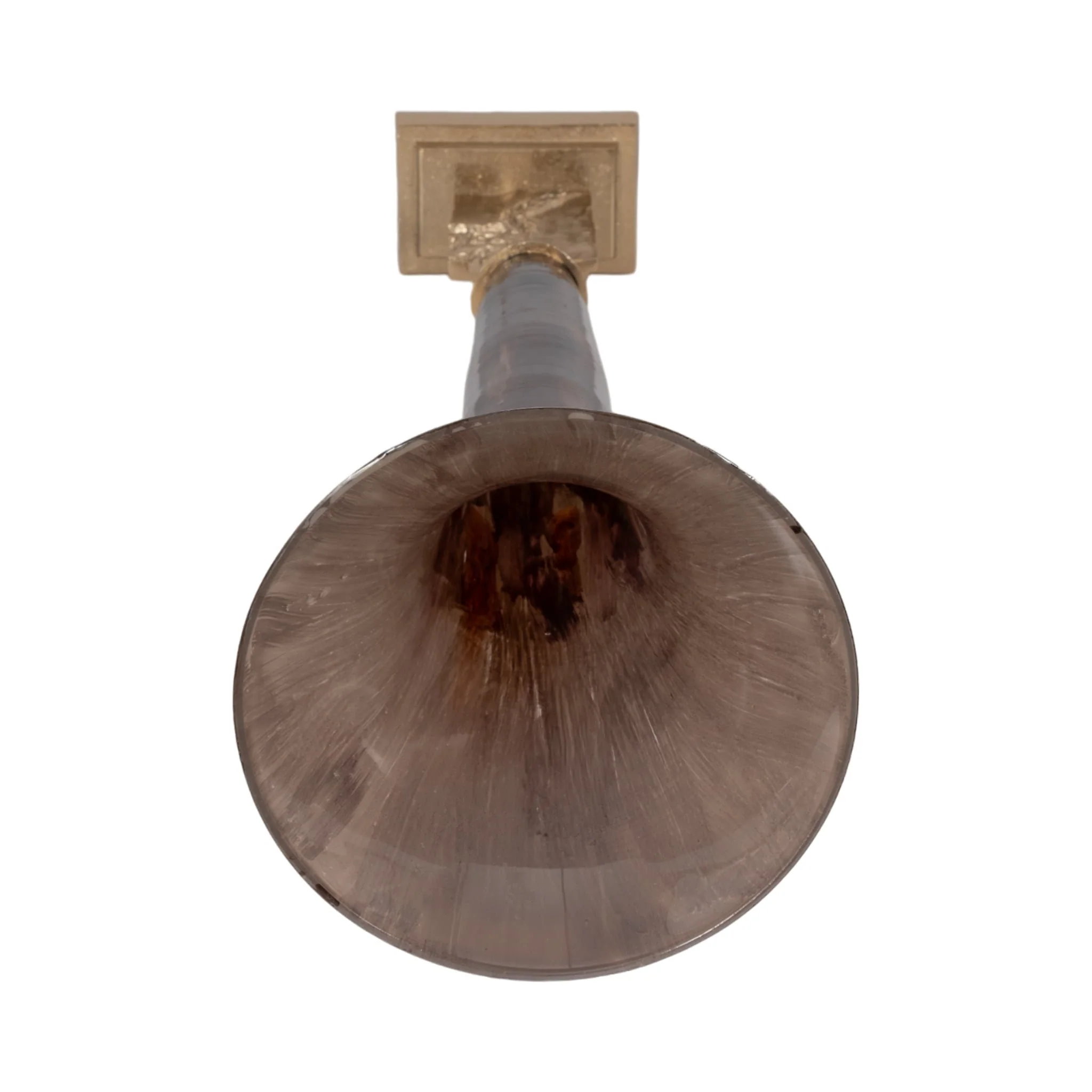 Glass, 31" Trumpet Vase, Bronze - Image 5