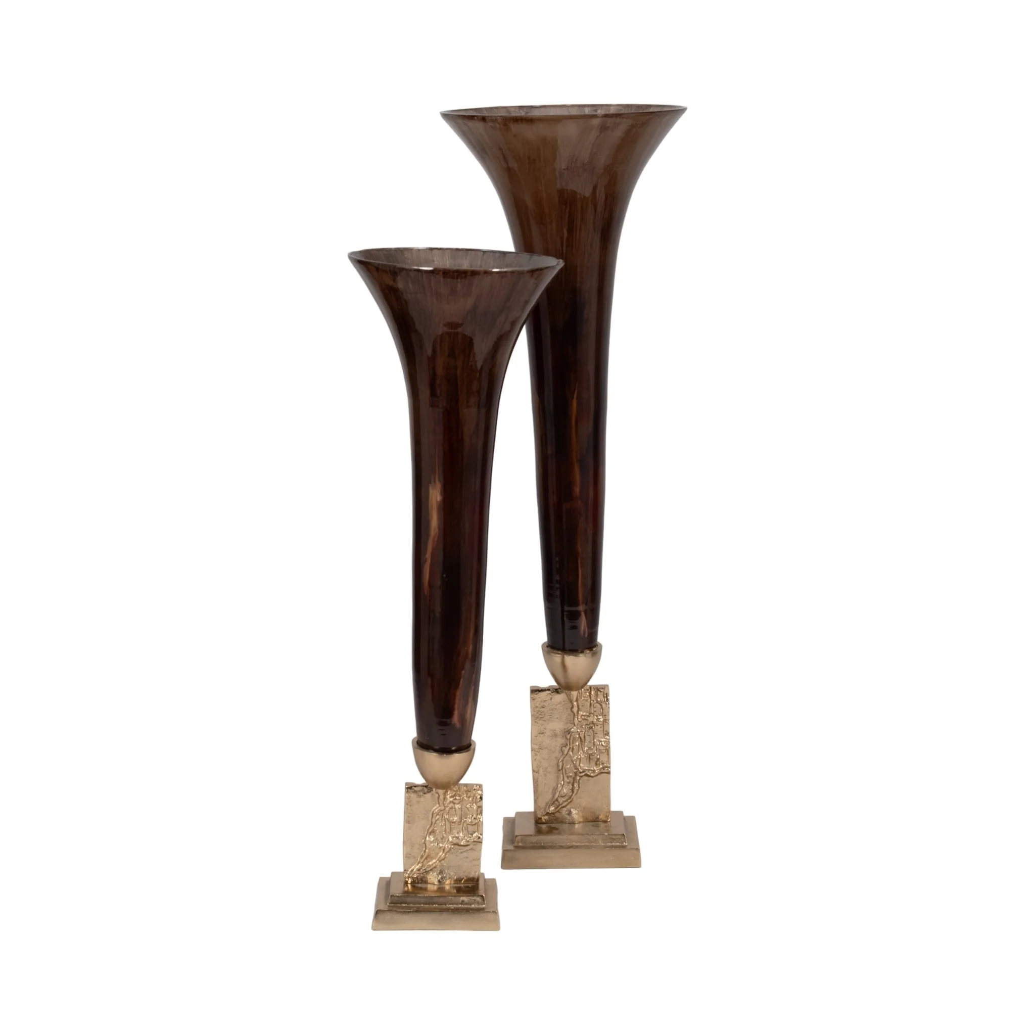 Glass, 31" Trumpet Vase, Bronze - Image 7