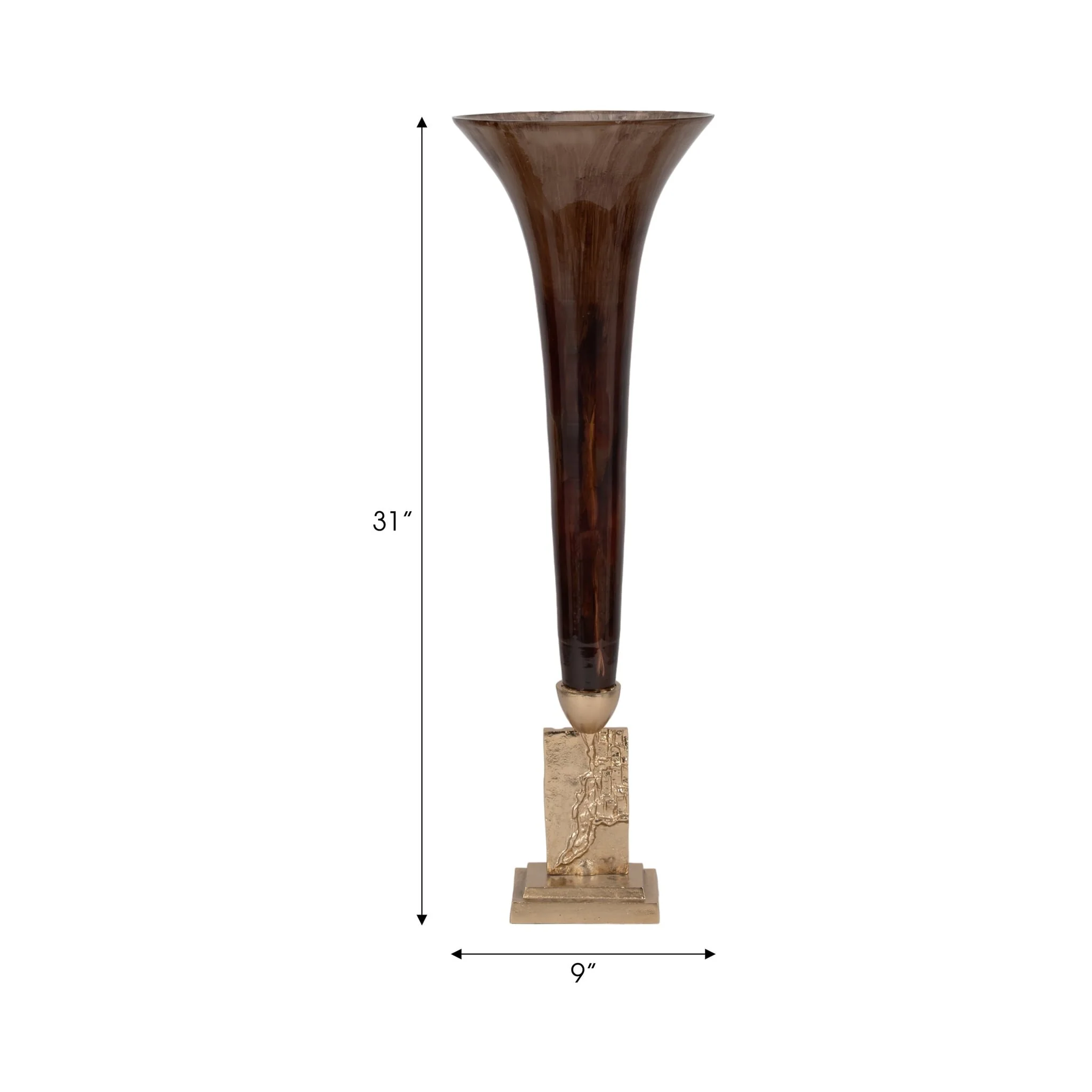 Glass, 31" Trumpet Vase, Bronze - Image 8