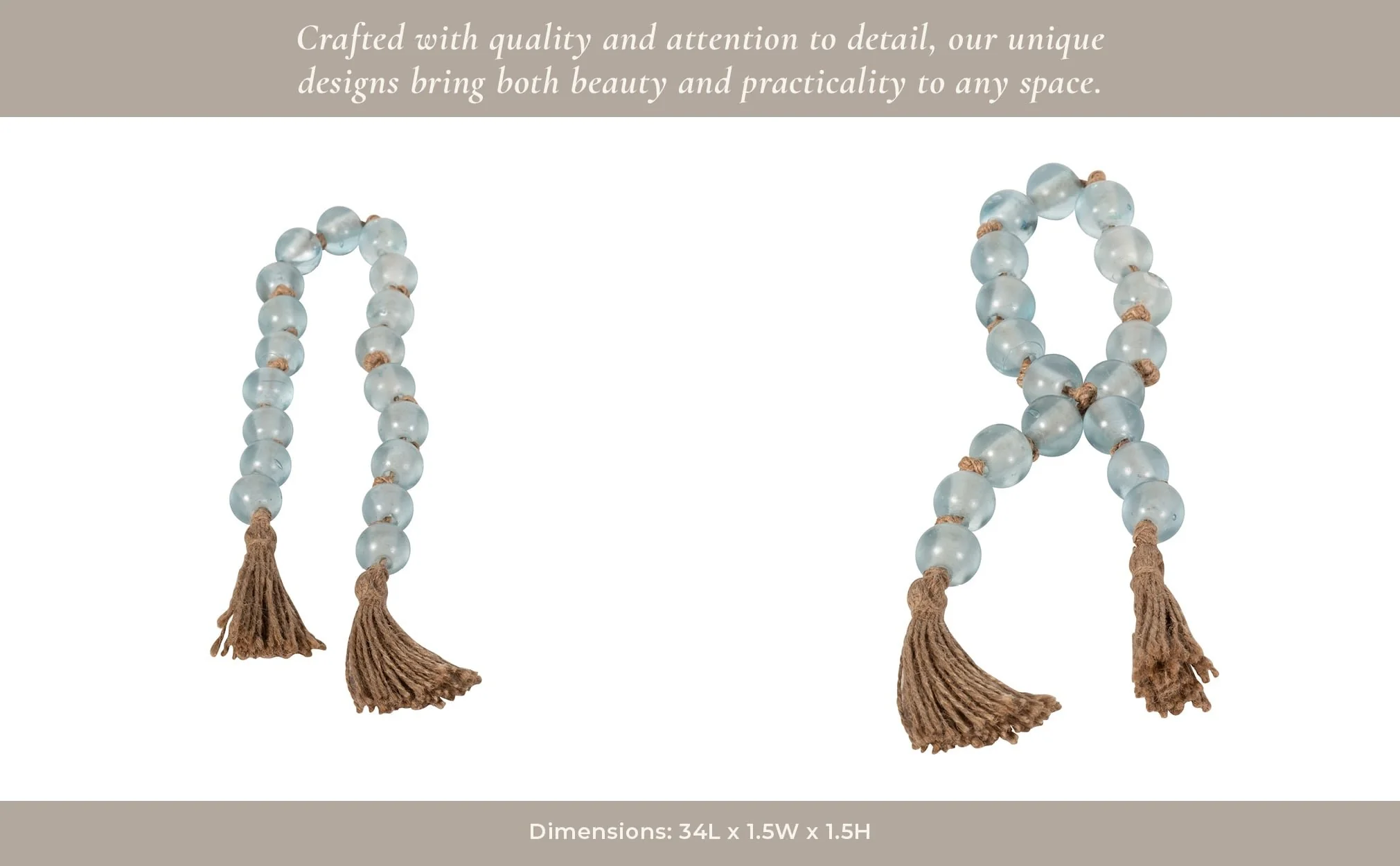 Glass, 34x1 Beaded Garland W/ Tassel, Blue - Image 13