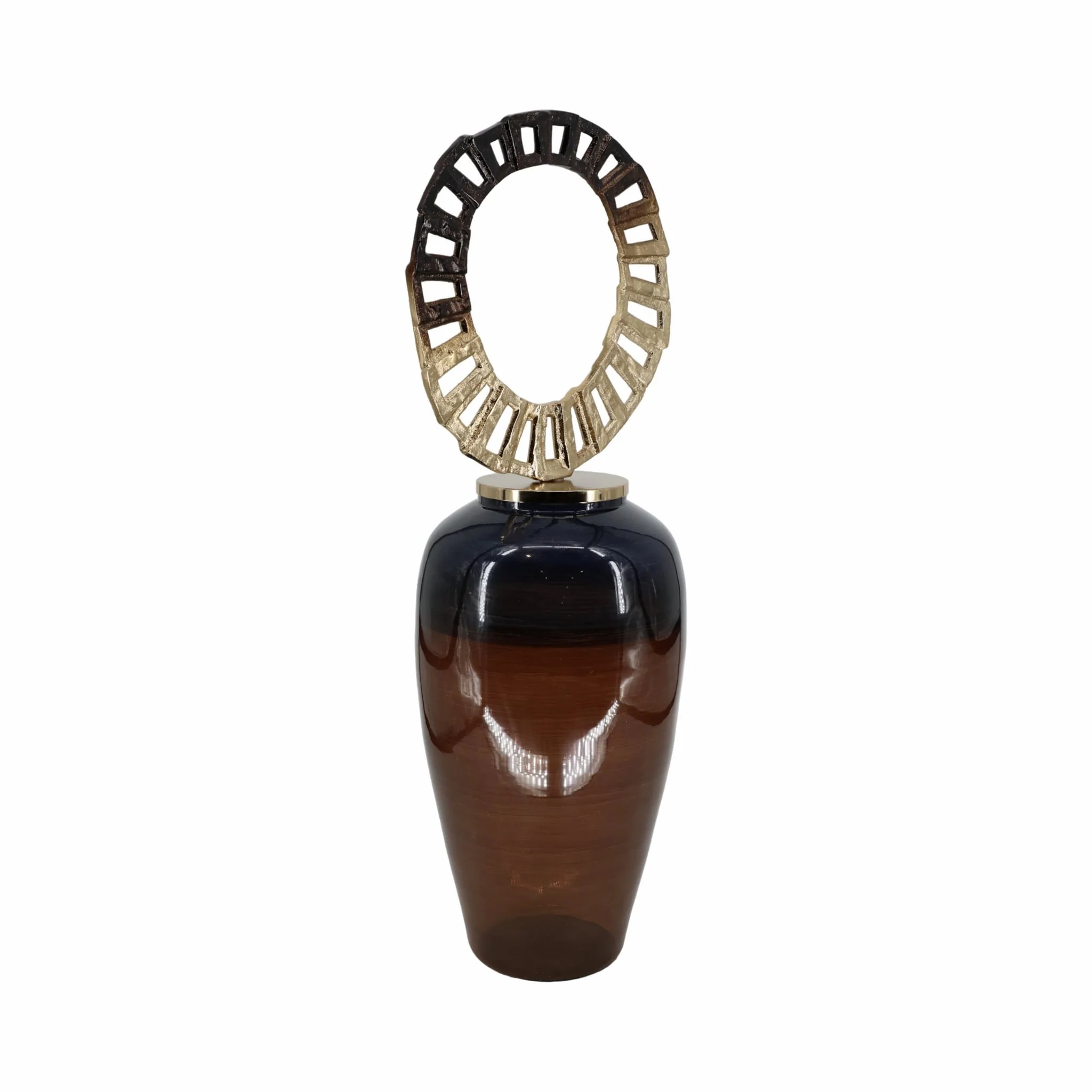 Glass, 35" Vase With Crown Top, Brown - Image 2