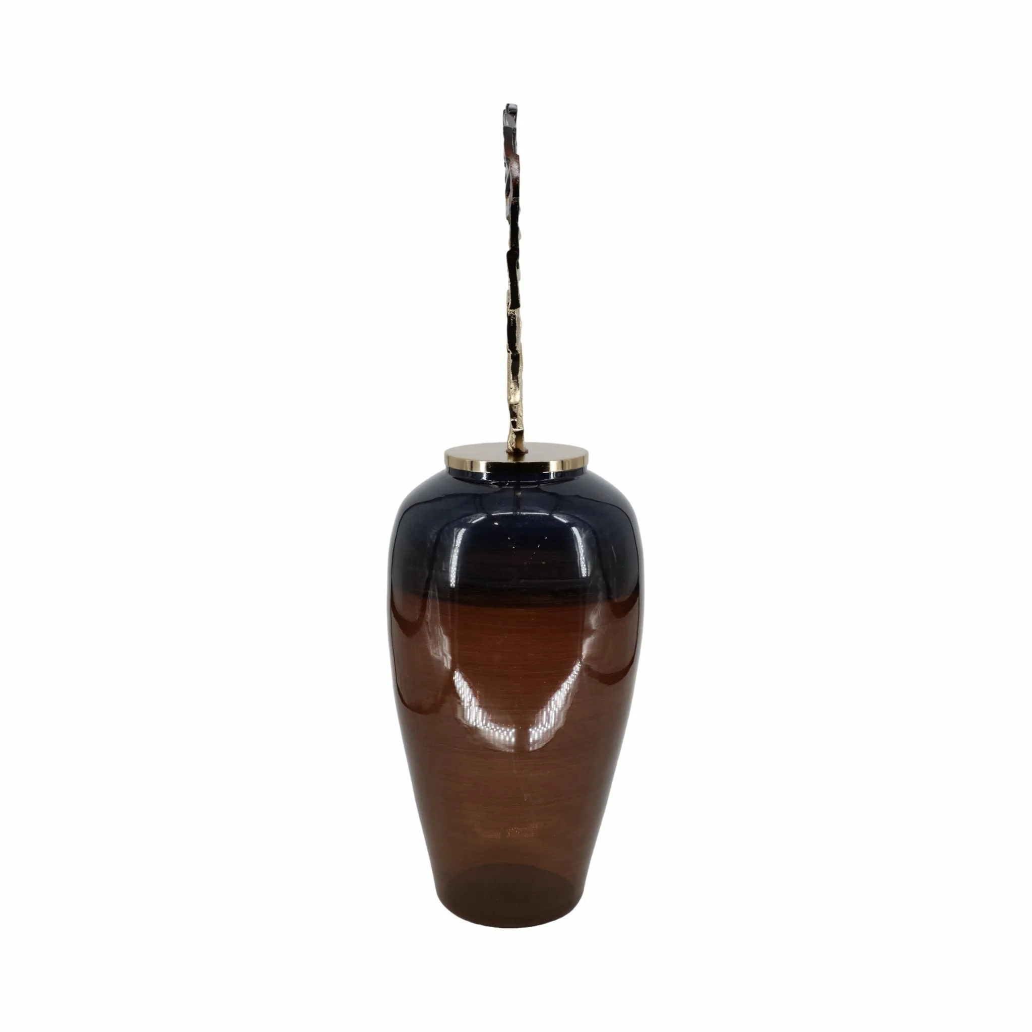 Glass, 35" Vase With Crown Top, Brown - Image 3