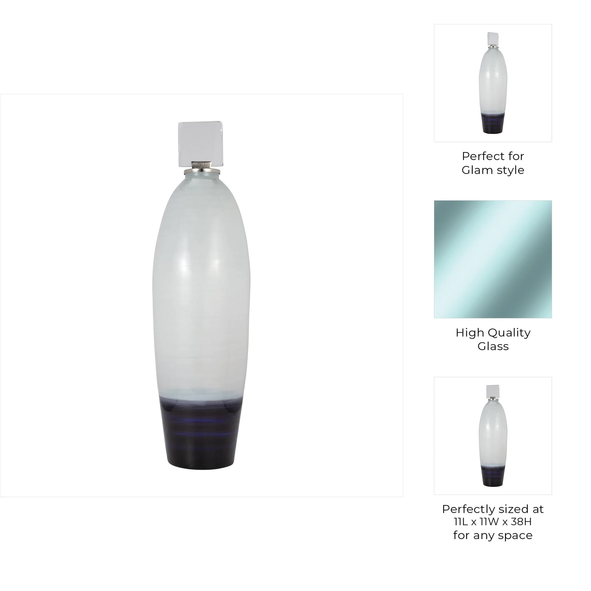 Glass, 38" Vase Acrylic Detail, 2-tone White - Image 9
