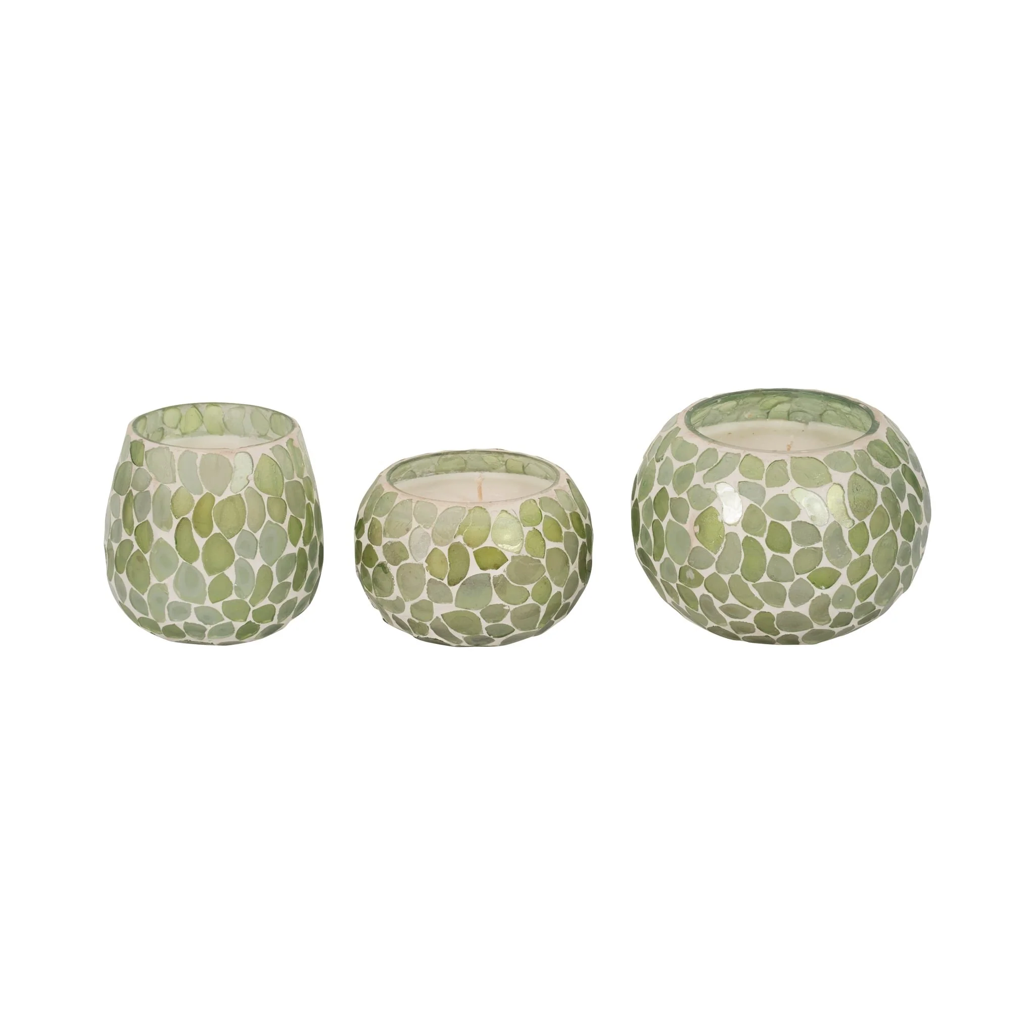 Glass, 4" 10 Oz Mosaic Scented Candle, Light Green - Image 8