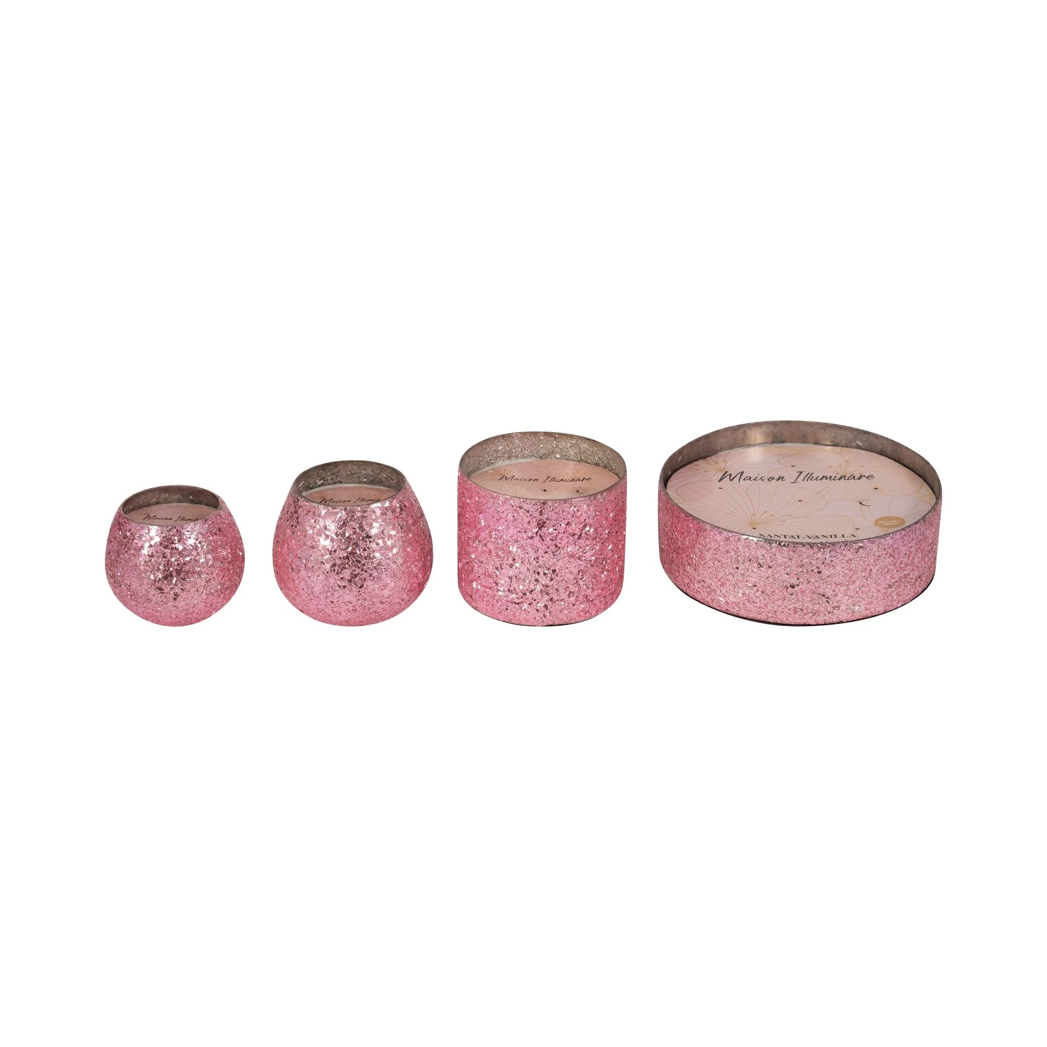 Glass, 4" 11 Oz Crackled Scented Candle, Pink - Image 8