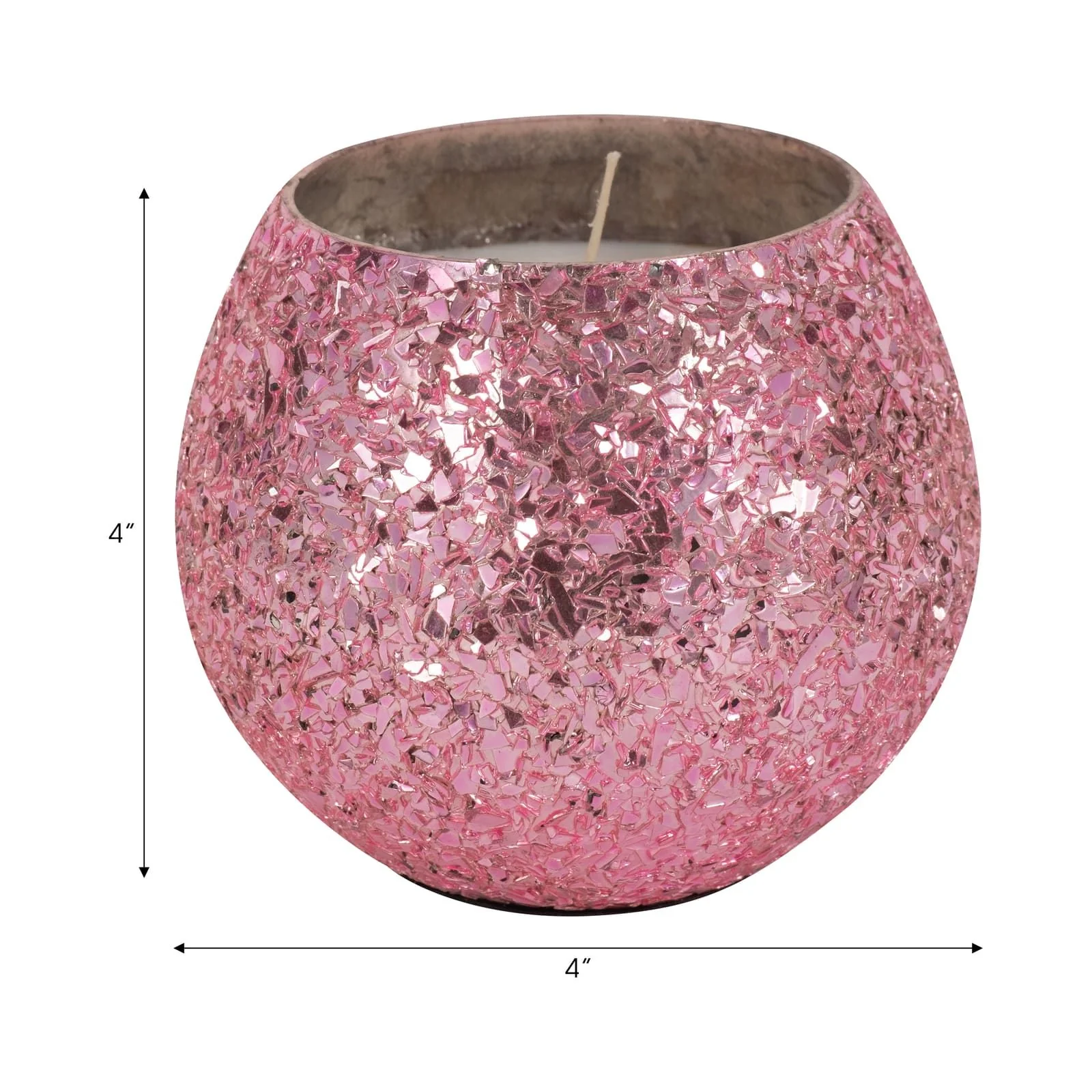 Glass, 4" 11 Oz Crackled Scented Candle, Pink - Image 9