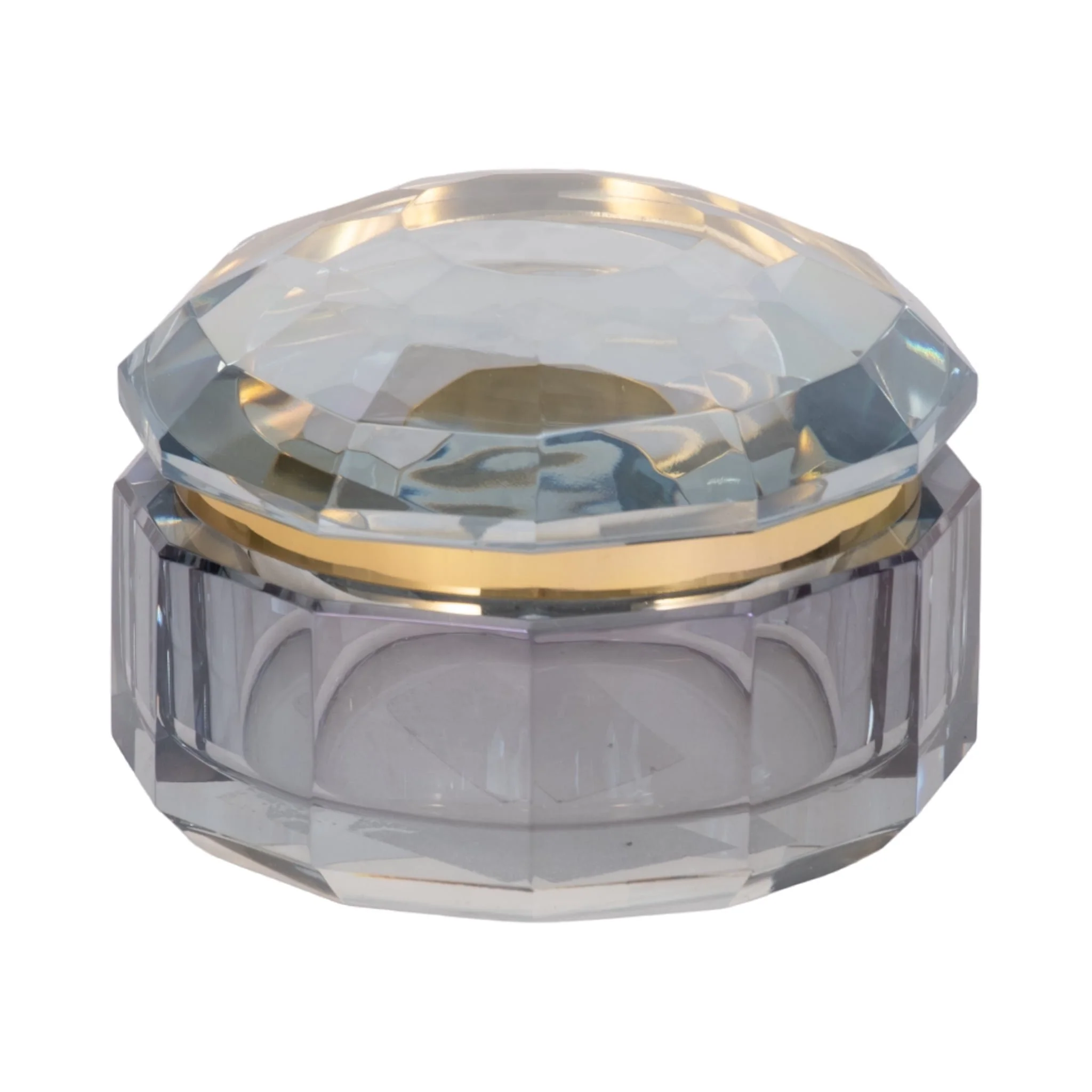 Glass, 4"d Trinket Box, Blue - Image 3