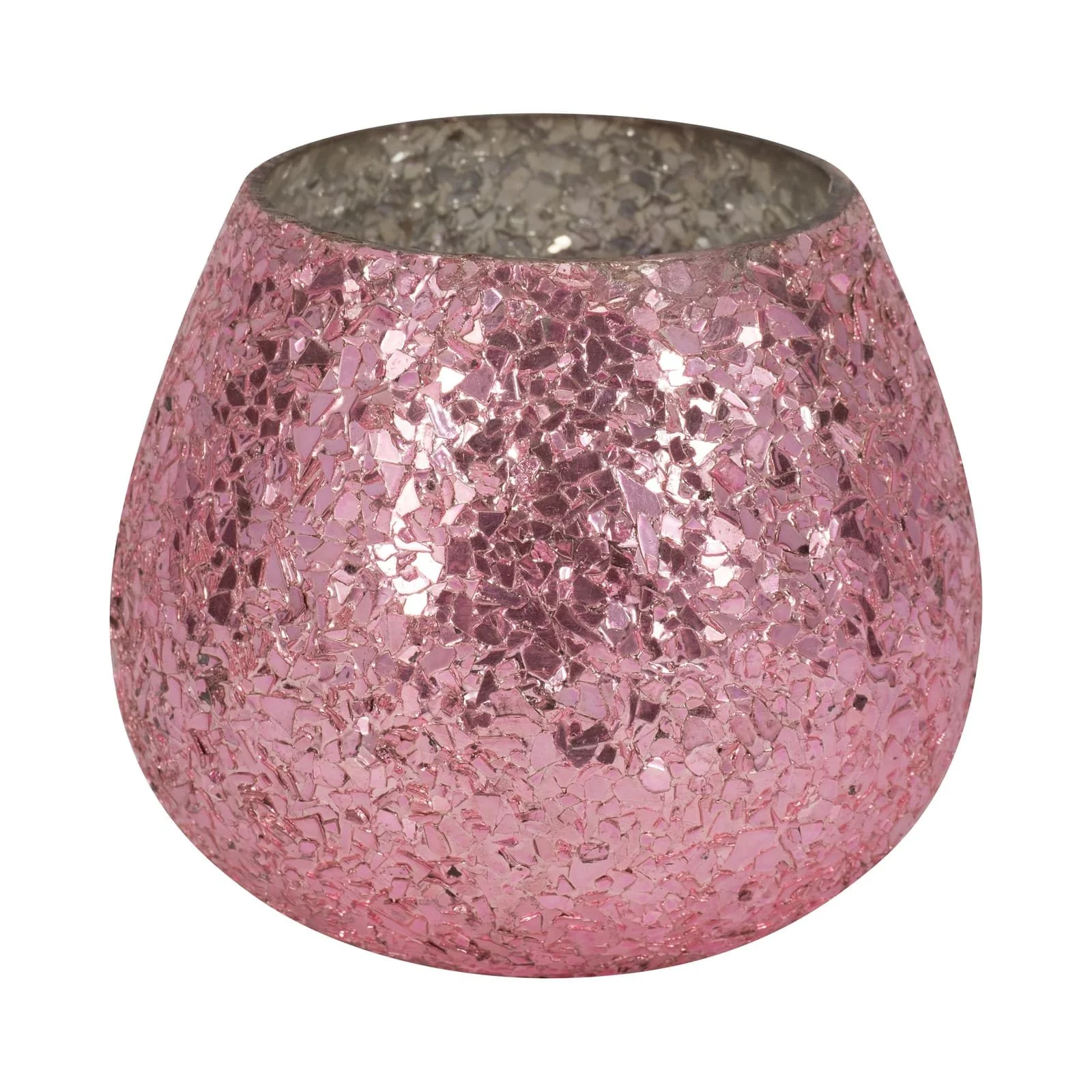 Glass, 5" 17 Oz Crackled Scented Candle, Pink - Image 3