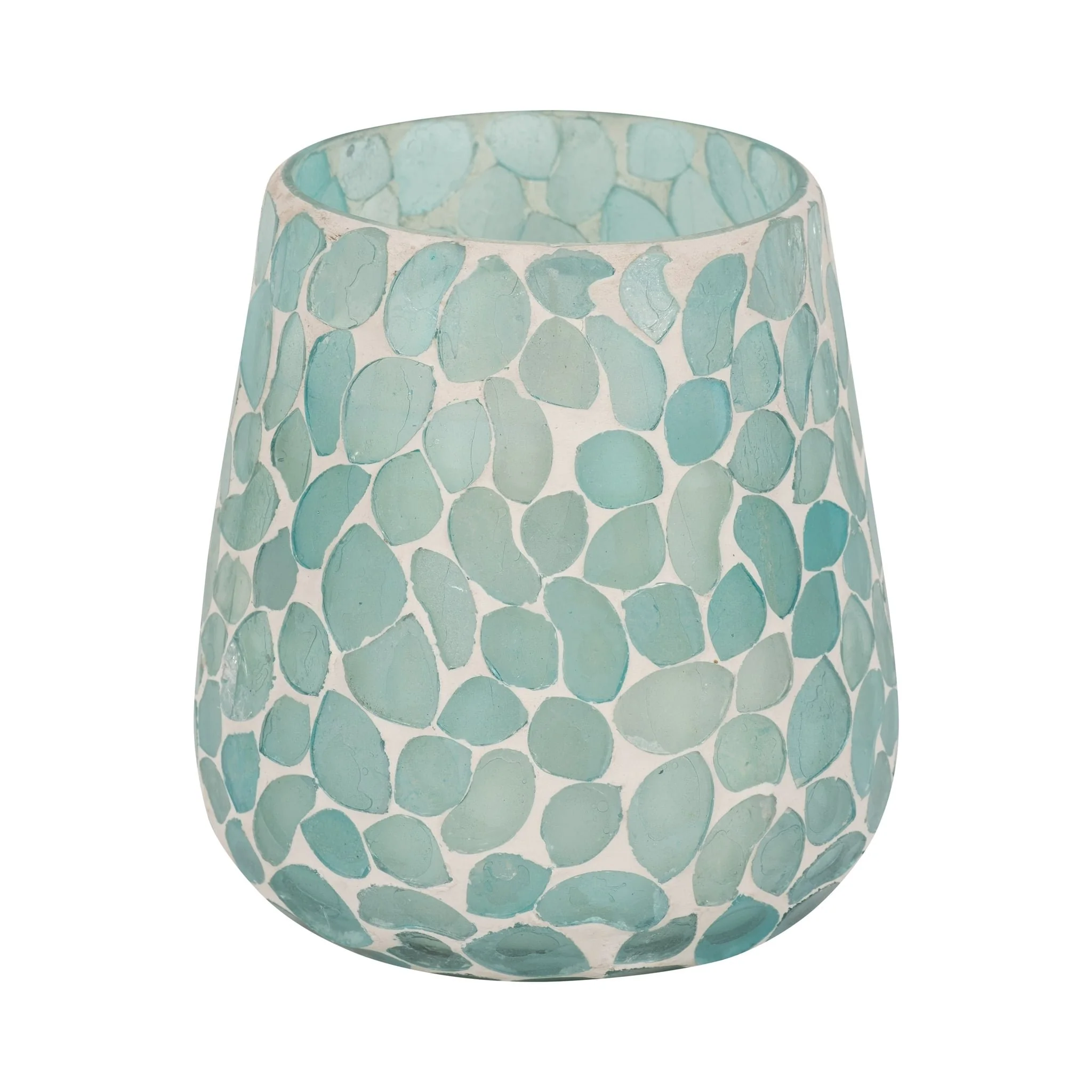 Glass, 5" 18 Oz Mosaic Scented Candle, Light Blue - Image 3