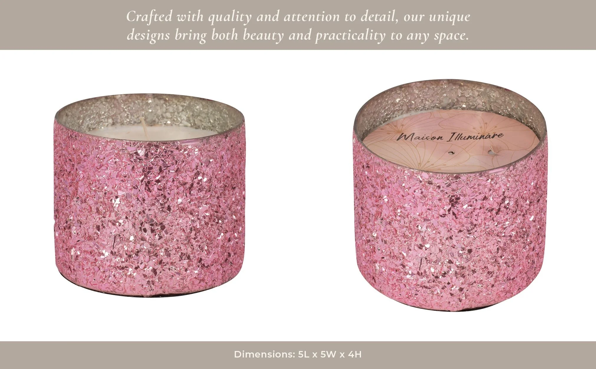 Glass, 5" 26 Oz Crackled Scented Candle, Pink - Image 14