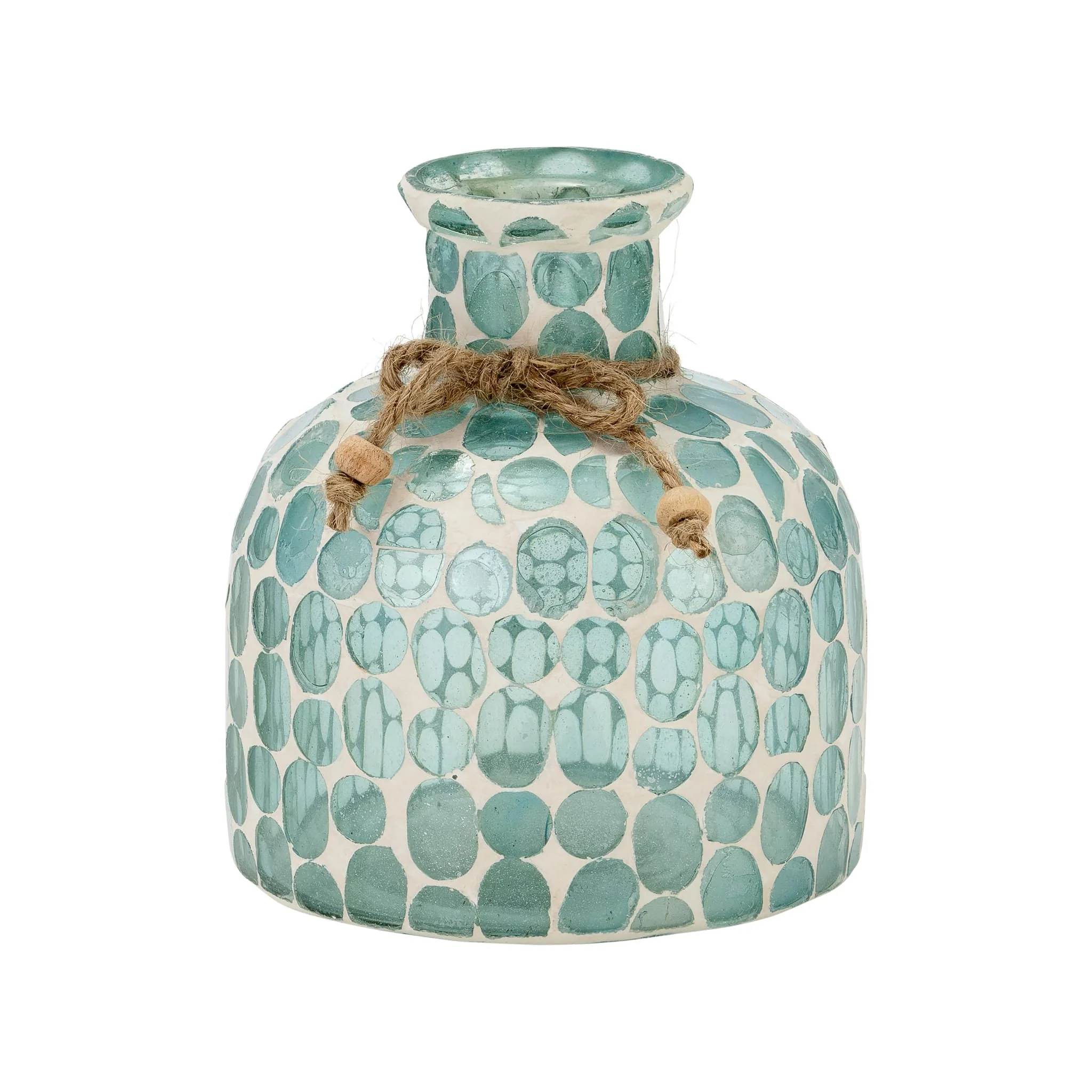 Glass, 5"h Mosaic Vase, Blue