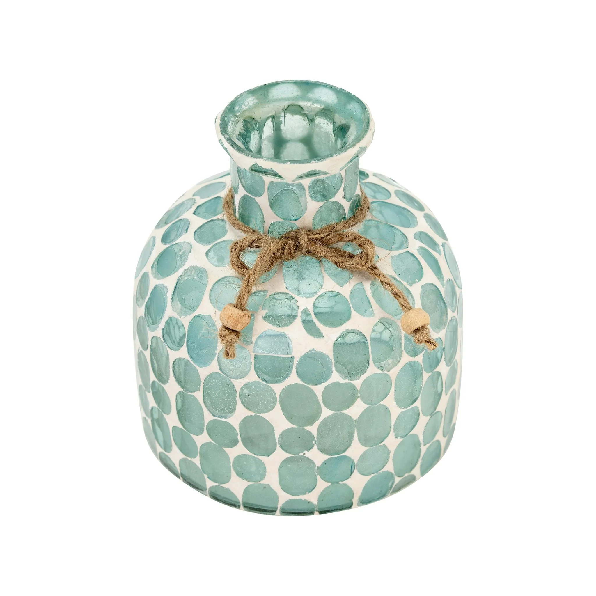 Glass, 5"h Mosaic Vase, Blue - Image 2