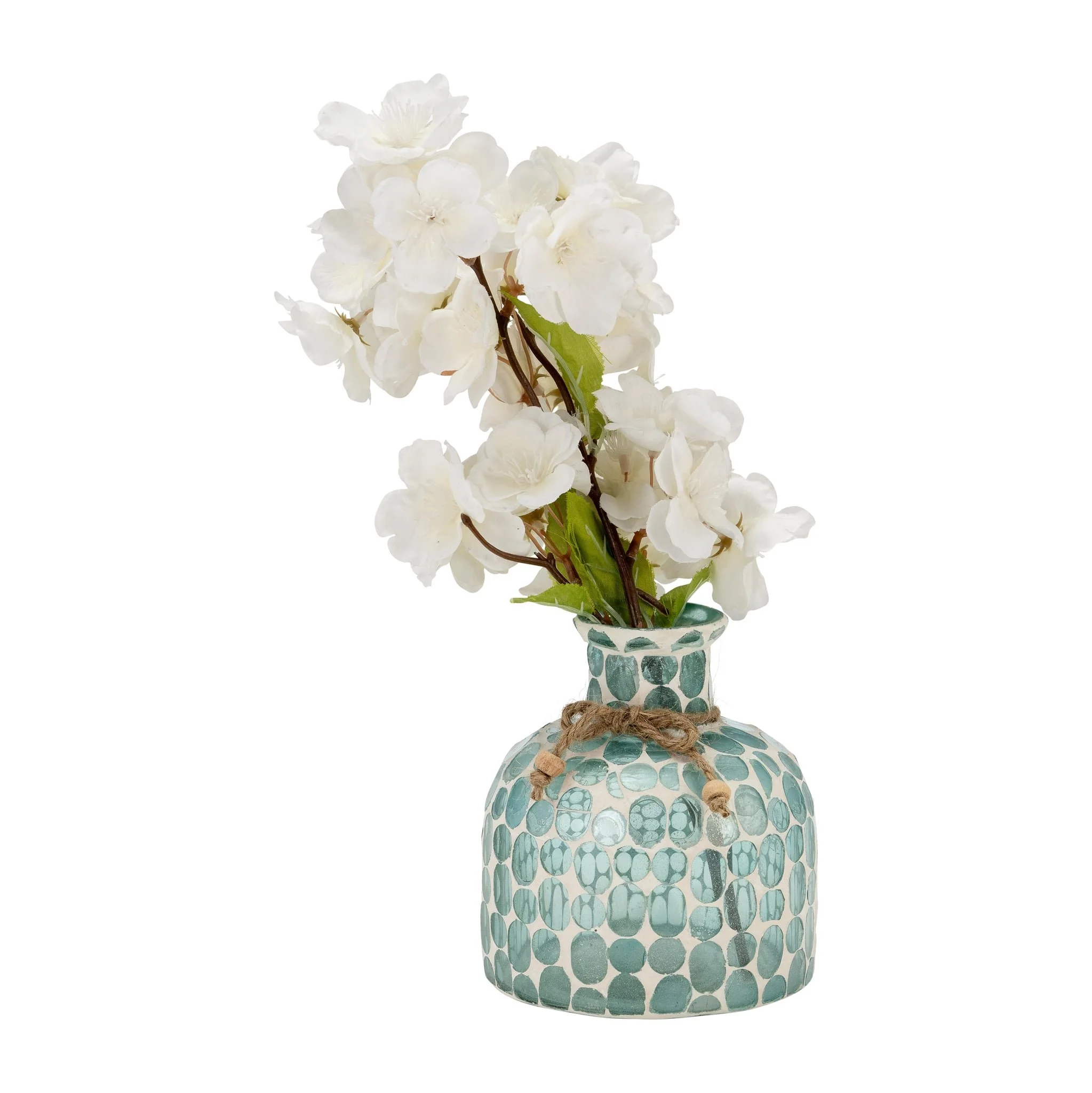 Glass, 5"h Mosaic Vase, Blue - Image 3