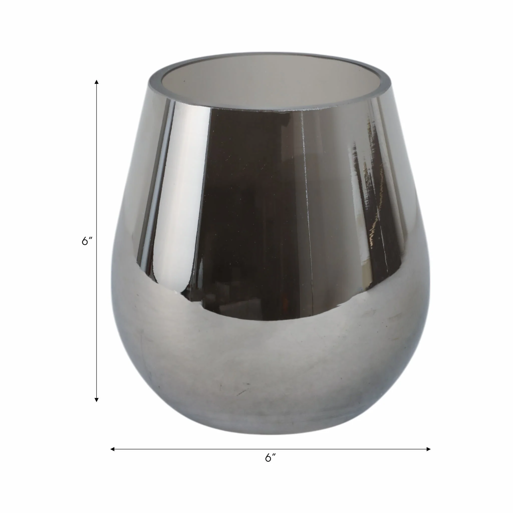 Glass 6"h Metallic Vase, Silver - Image 8