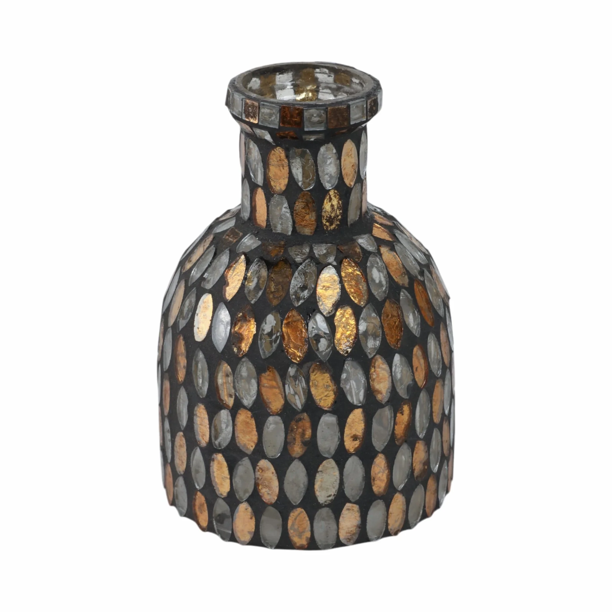 Glass, 6"h Mosaic Vase, Copper - Image 4