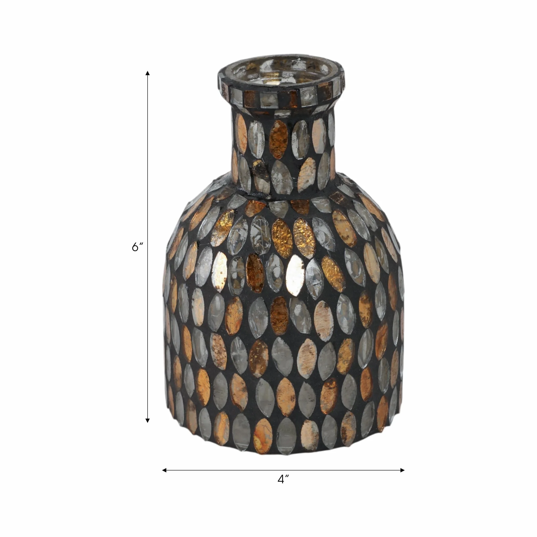 Glass, 6"h Mosaic Vase, Copper - Image 8