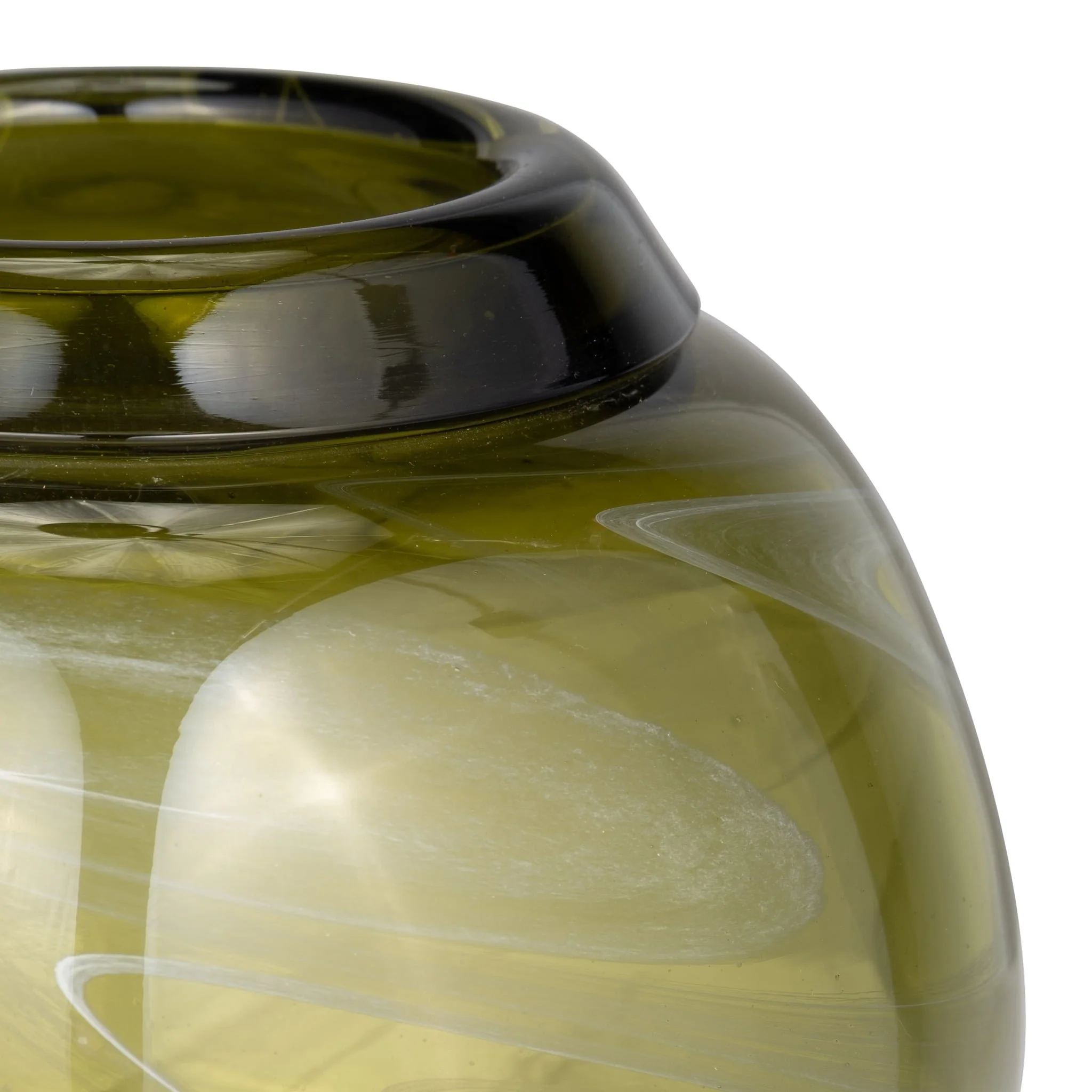 Glass, 7" Bowl Green Swirl - Image 4