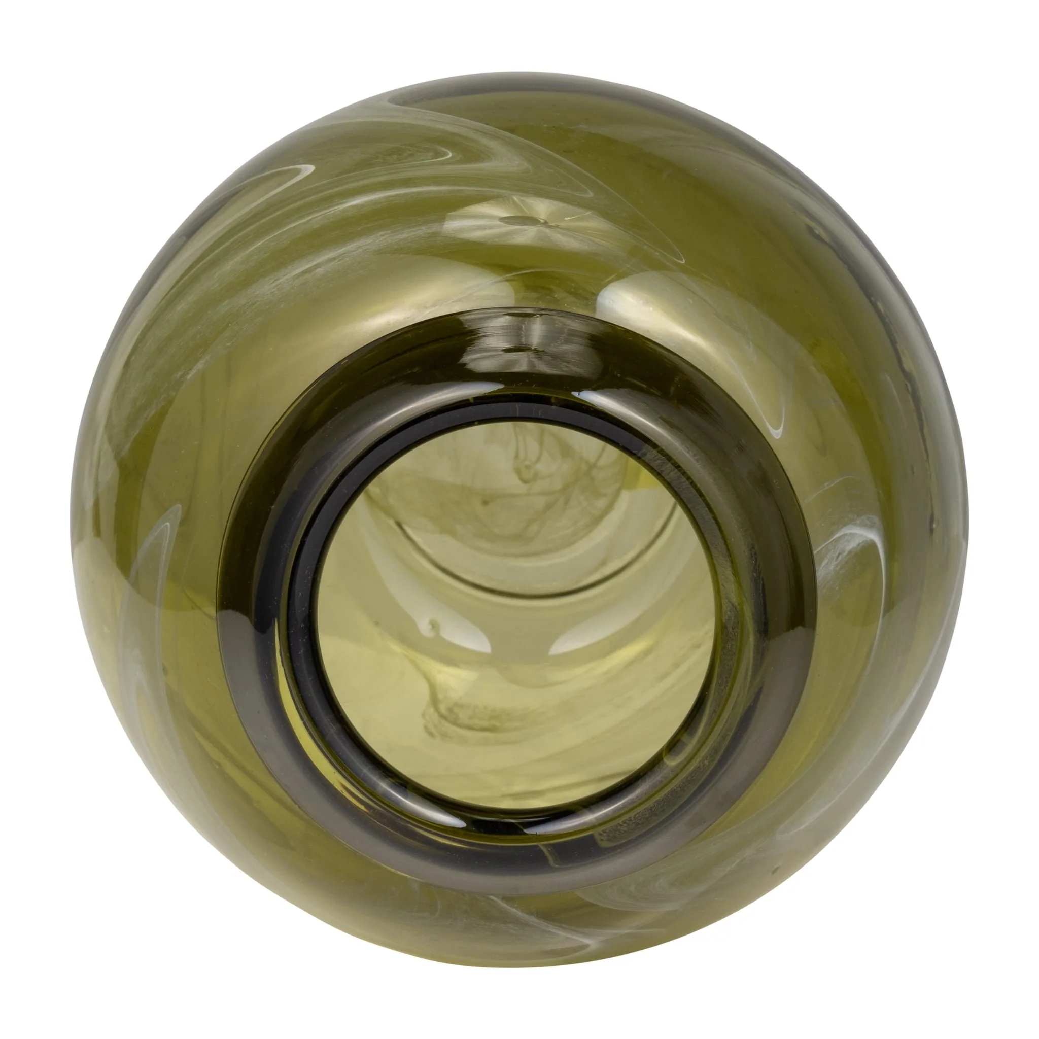 Glass, 7" Bowl Green Swirl - Image 5
