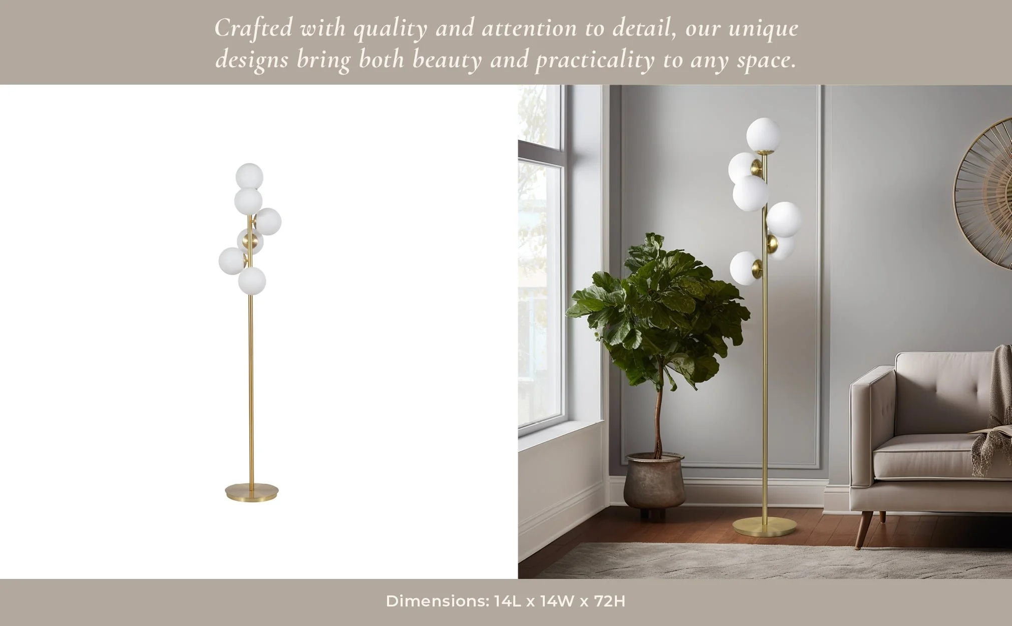 Glass 72" Frosted Globe Floor Lamp, Gold - Image 12