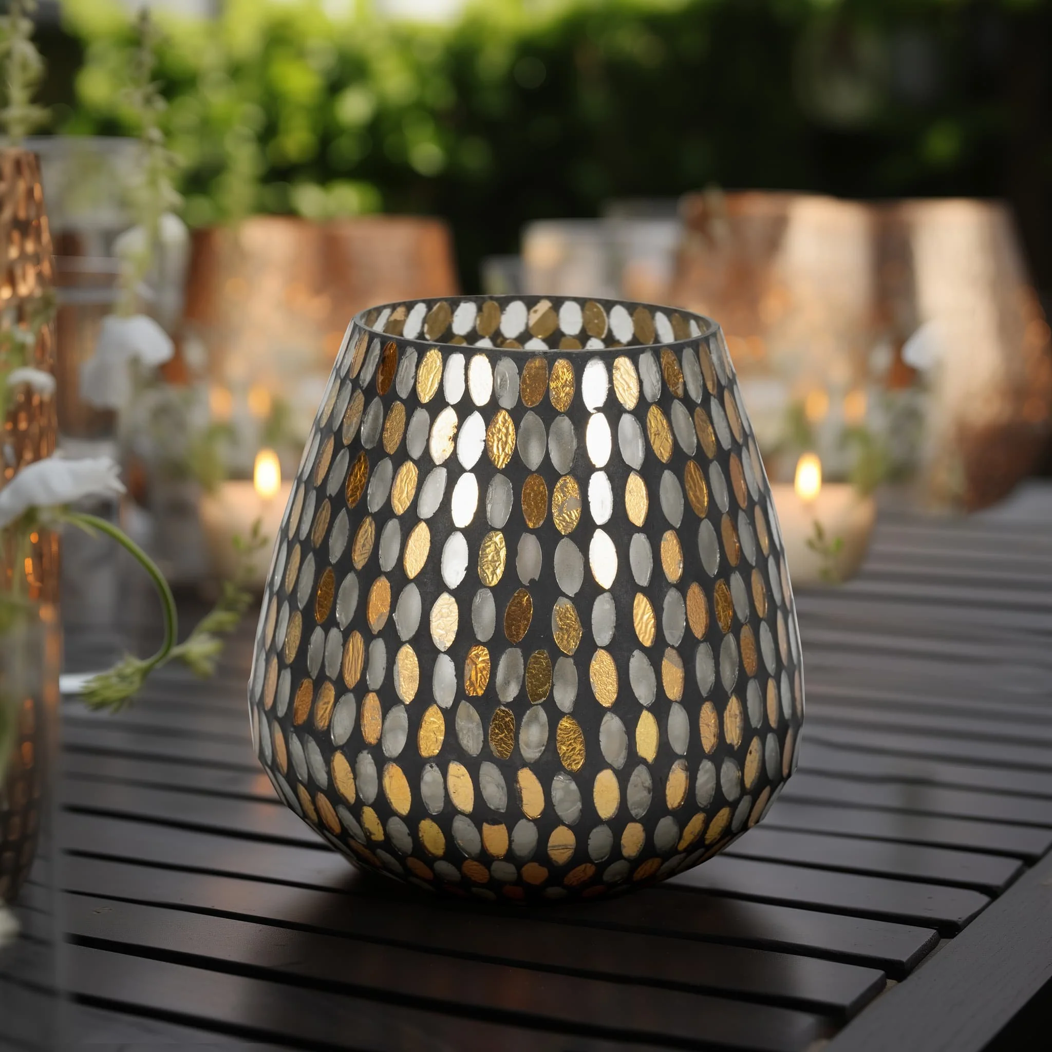 Glass, 7"h Votive Holder, Copper - Image 9