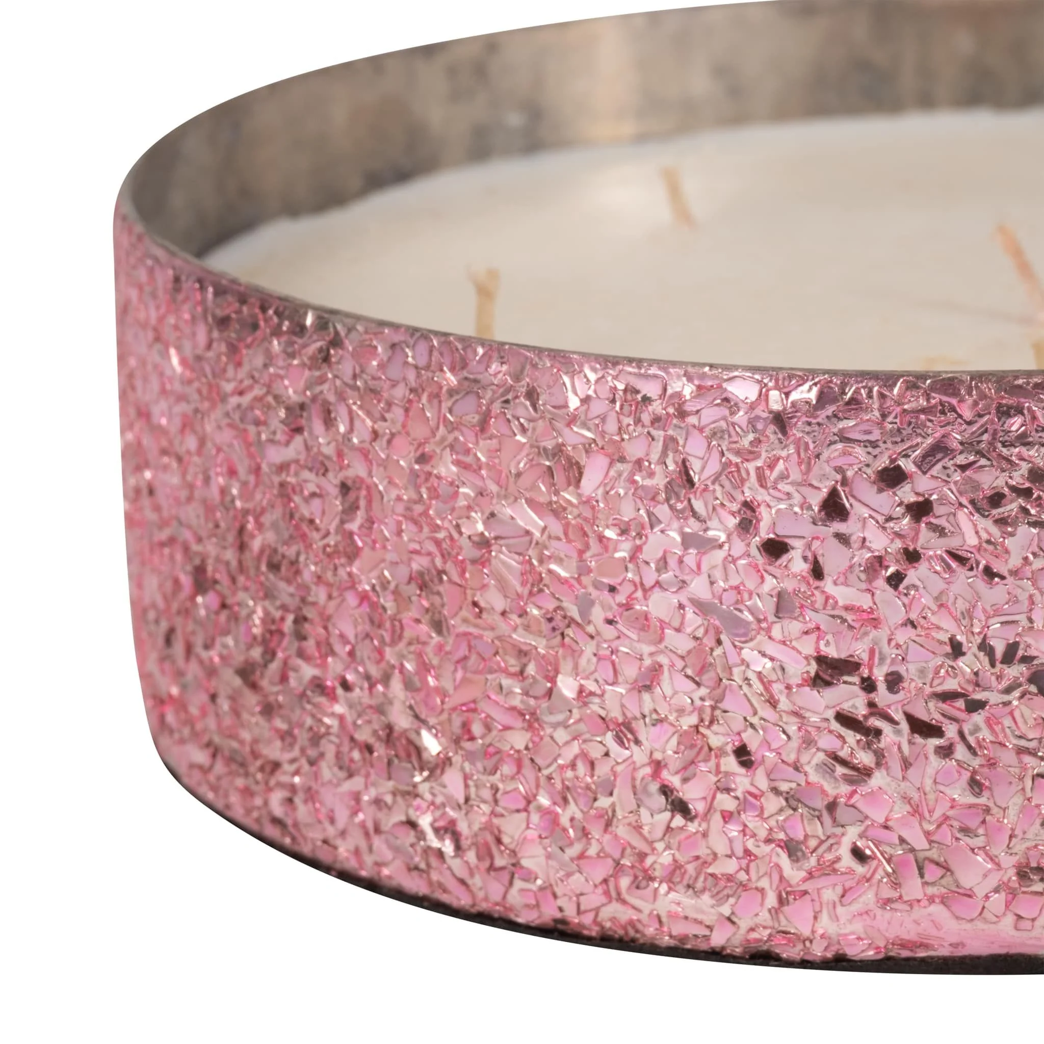 Glass, 8" 49 Oz Crackled Bowl Scented Candle, Pink - Image 5