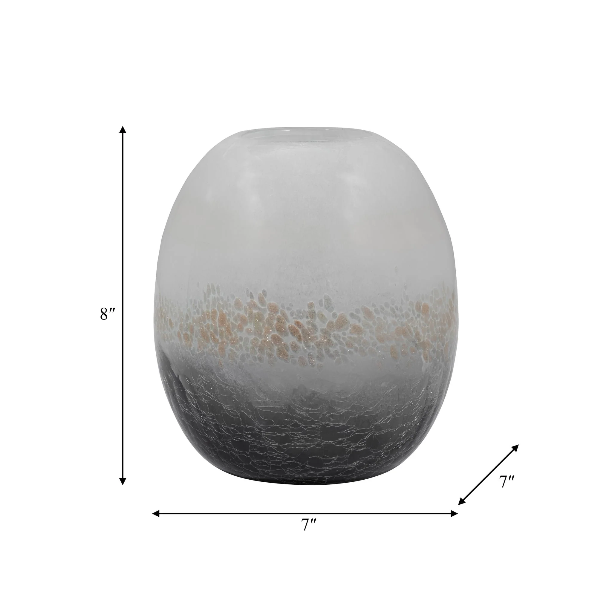 Glass, 8" Crackle Vase, Multi - Image 8