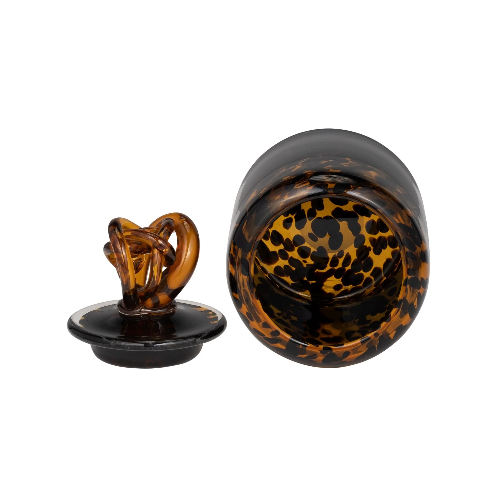 Glass, 8" Jar W/ Knot Lid Tortoise - Image 4