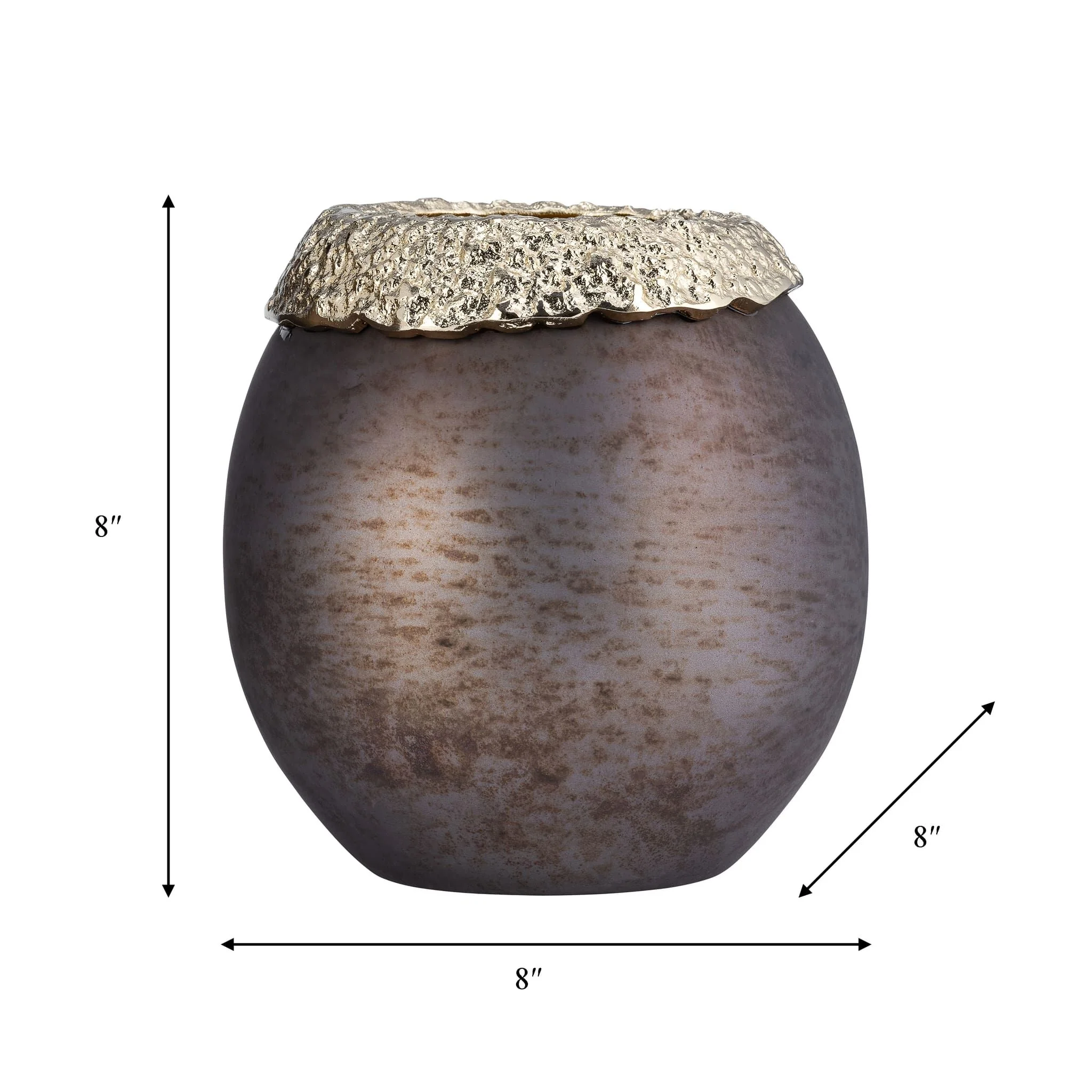 Glass,8",oval Hurricane,charred Coal/gold - Image 9