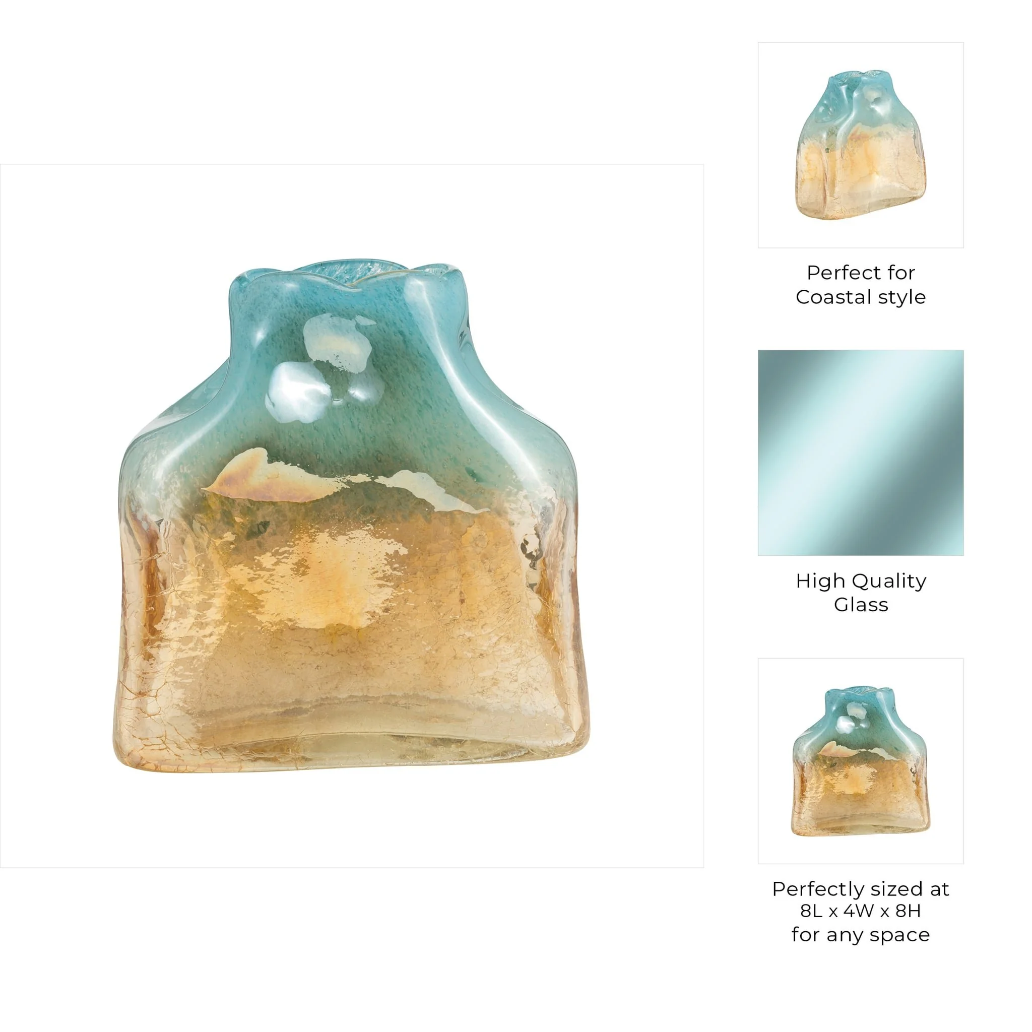 Glass, 8" Vase Teal/apricot - Image 10