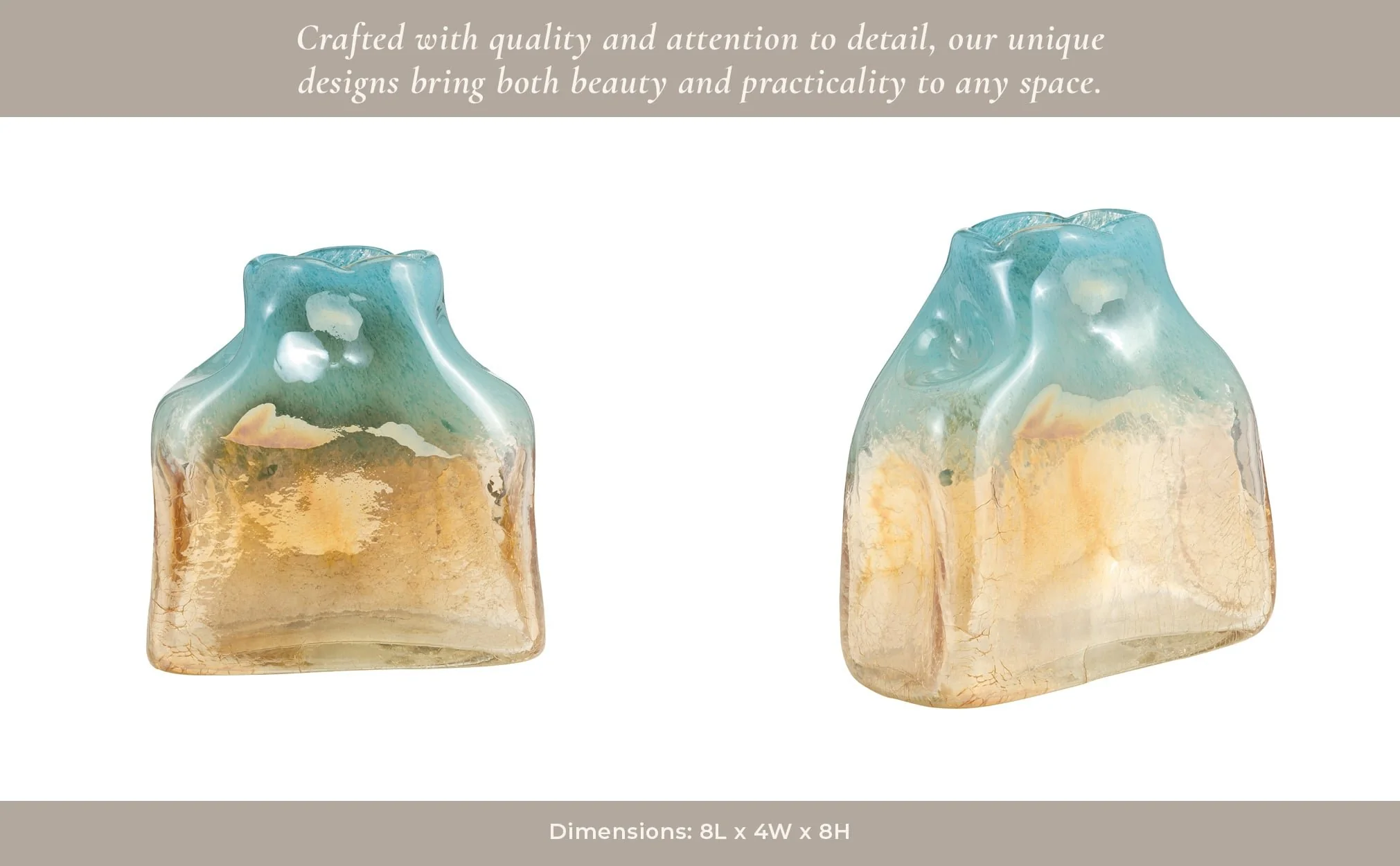 Glass, 8" Vase Teal/apricot - Image 13