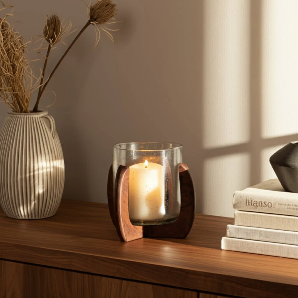 Glass, 8" Votive Holder W/ Base, Brown/clear - Image 12