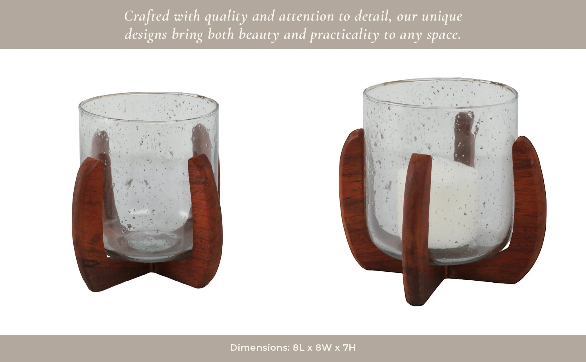 Glass, 8" Votive Holder W/ Base, Brown/clear - Image 15