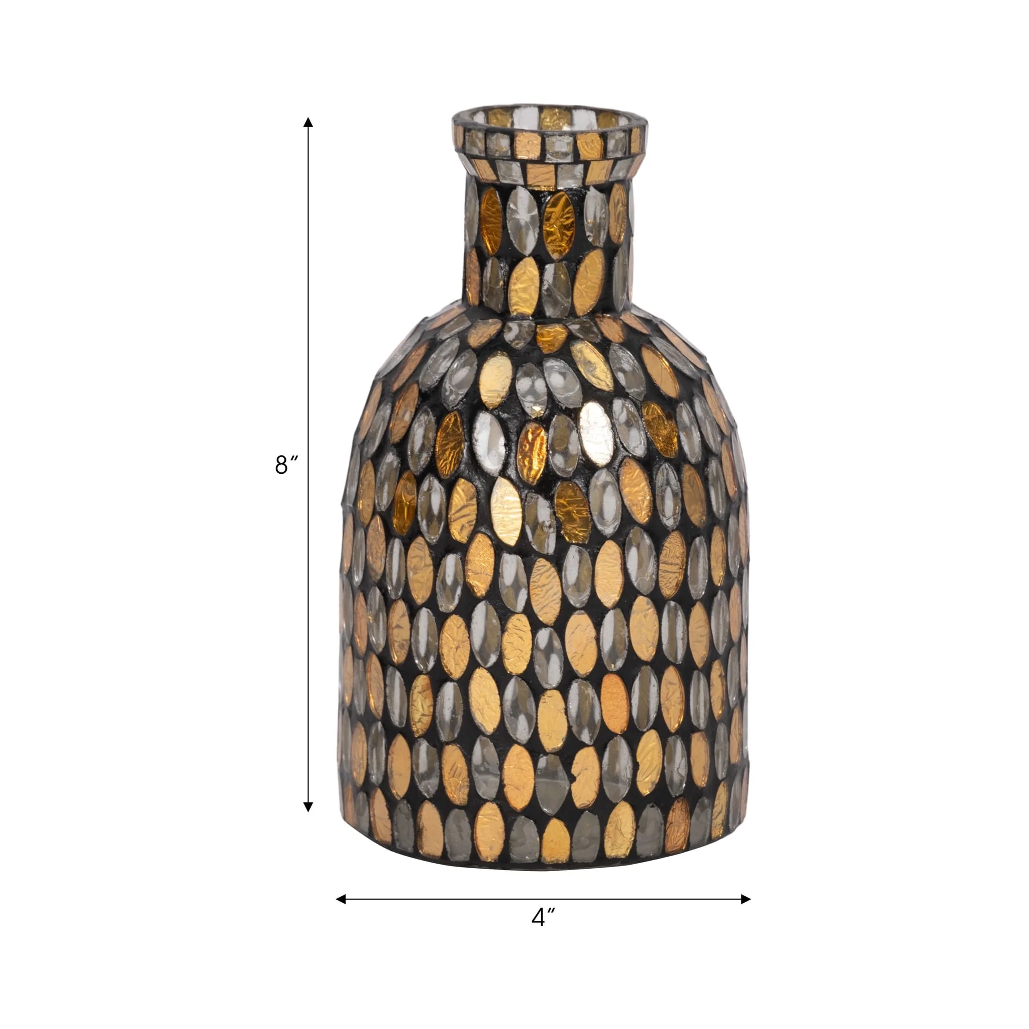 Glass, 8"h Mosaic Vase, Copper - Image 7