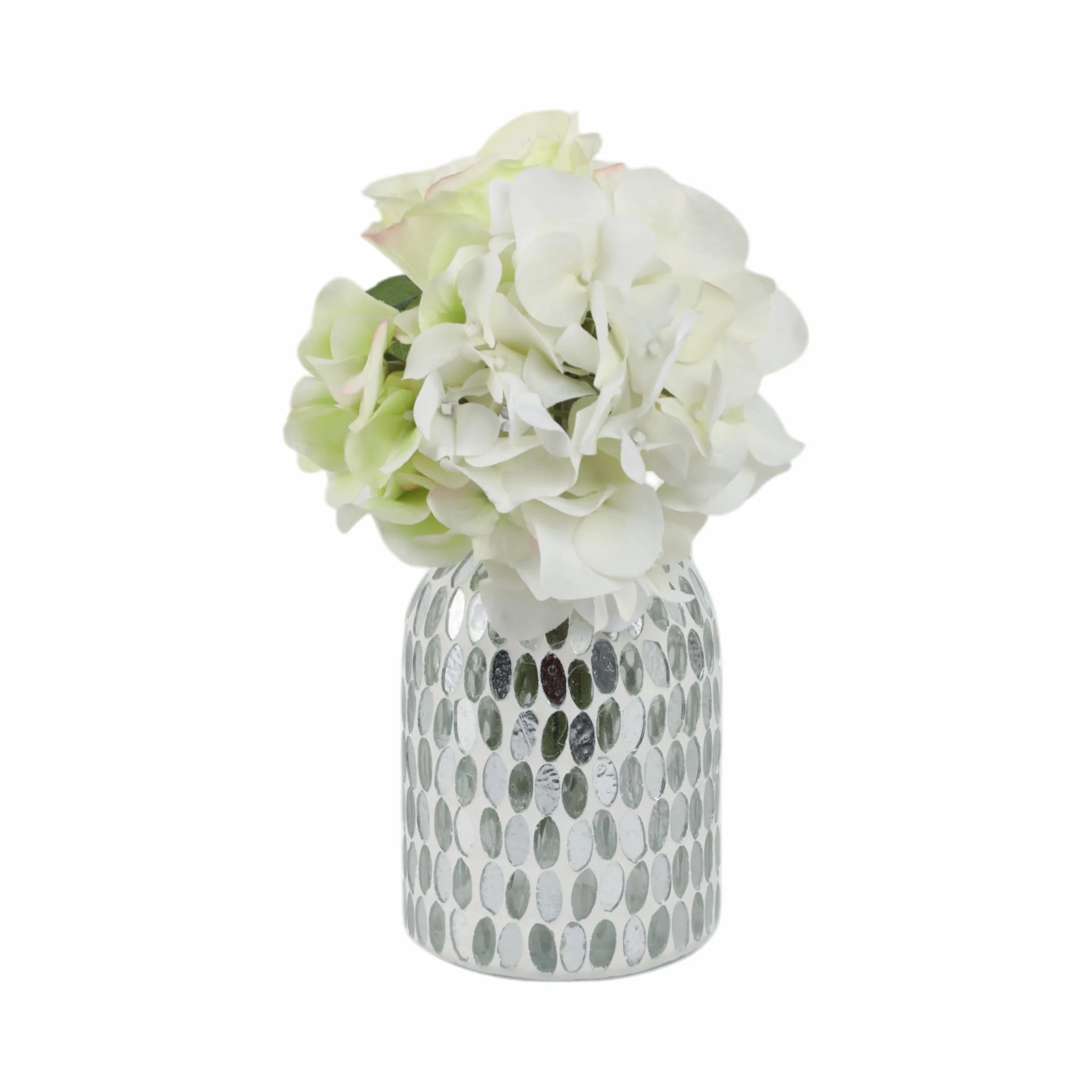 Glass, 8"h Mosaic Vase, White - Image 2