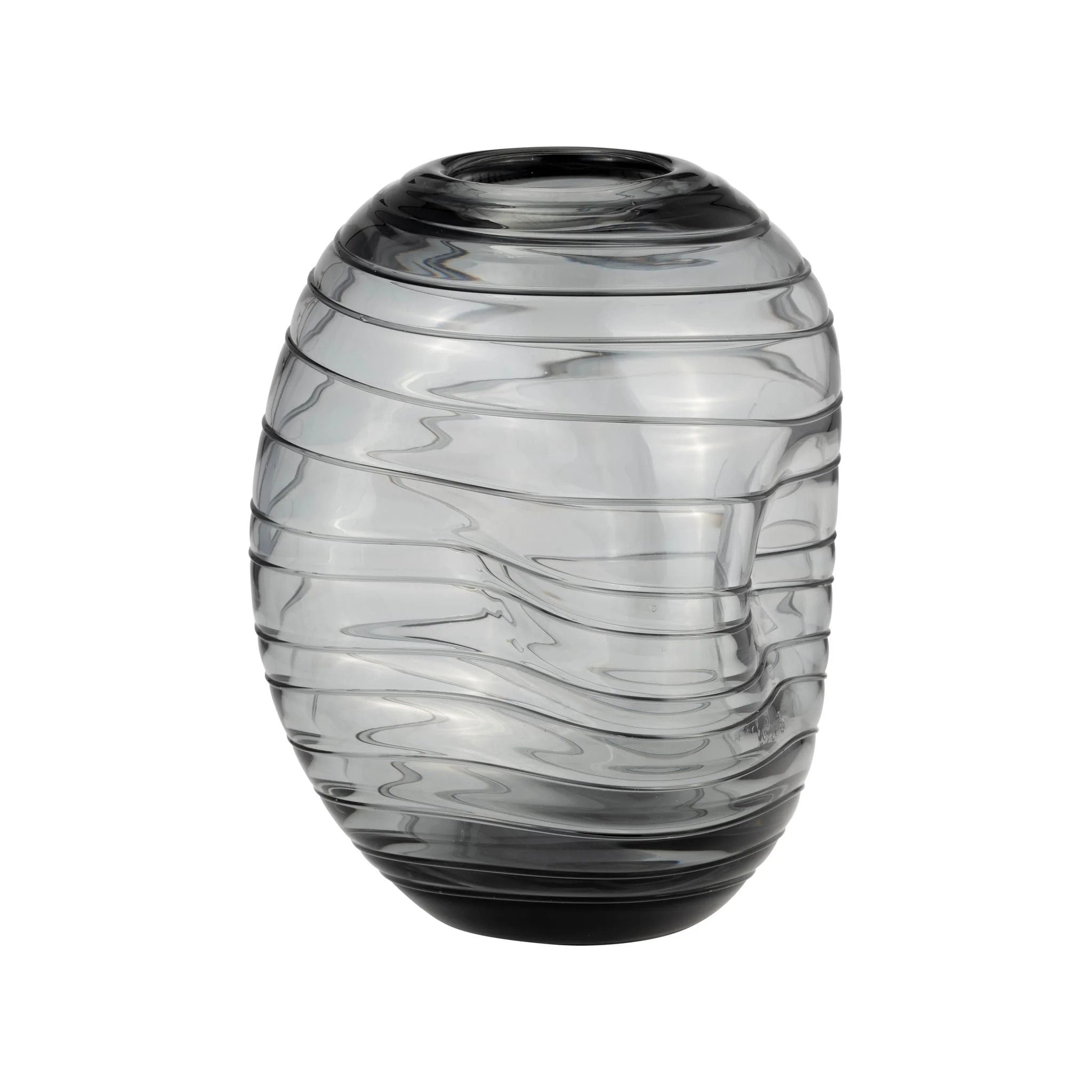 Glass, 8"h Pinched Vase, Smoke - Image 2