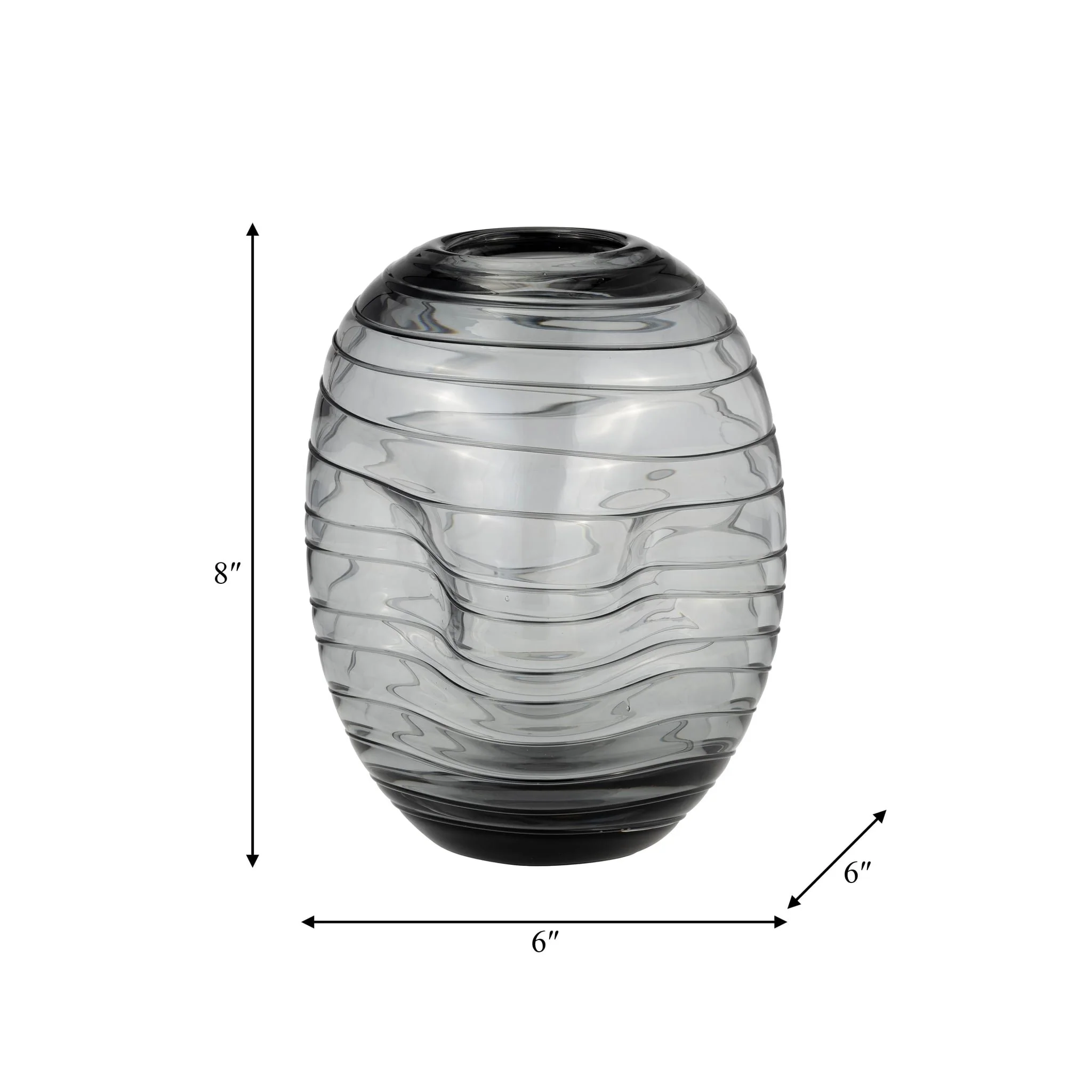 Glass, 8"h Pinched Vase, Smoke - Image 9
