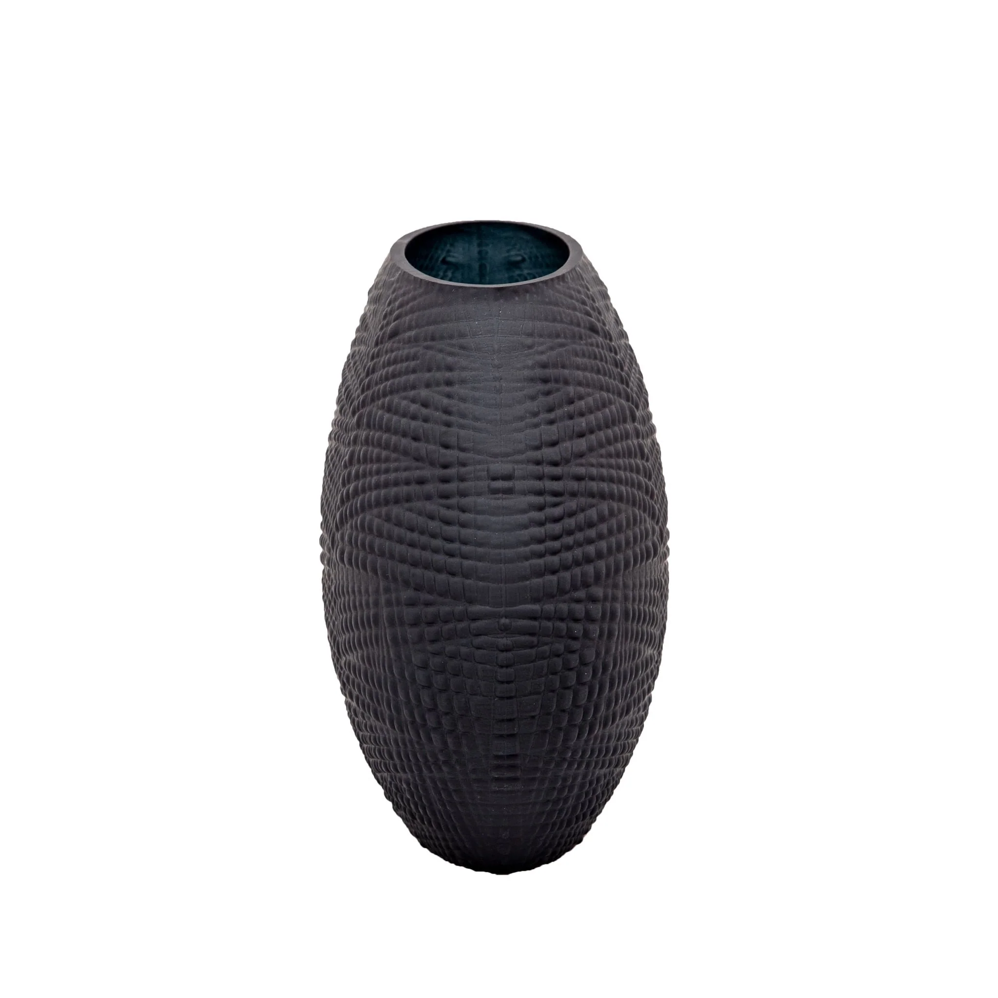 Glass 8"h Textured Vase, Black - Image 3